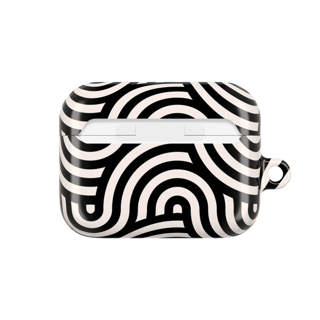 Noir Wave | Black & Cream Retro Curve AirPods Case