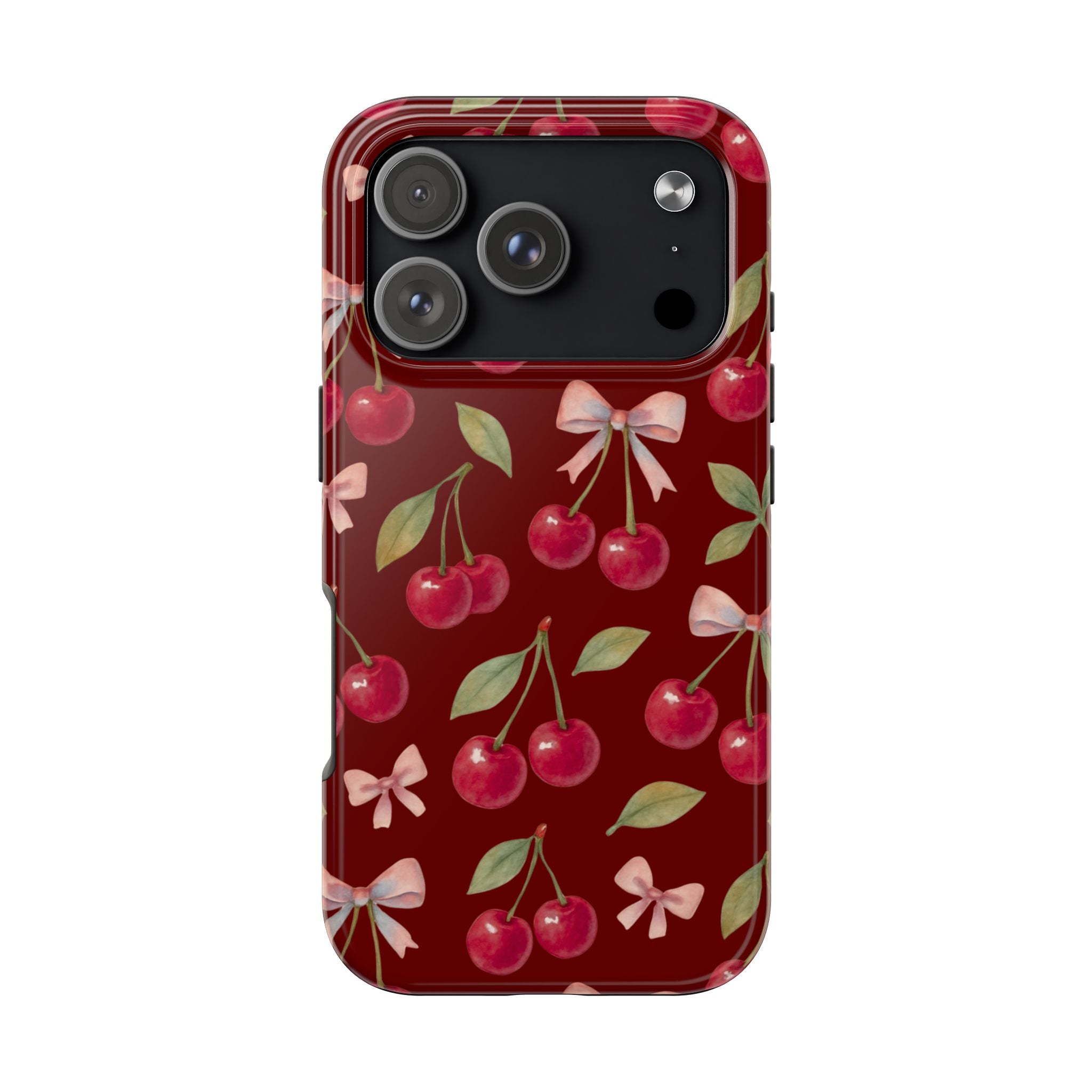 Cherry Kiss | Cherry Bow Print Tough Phone Case