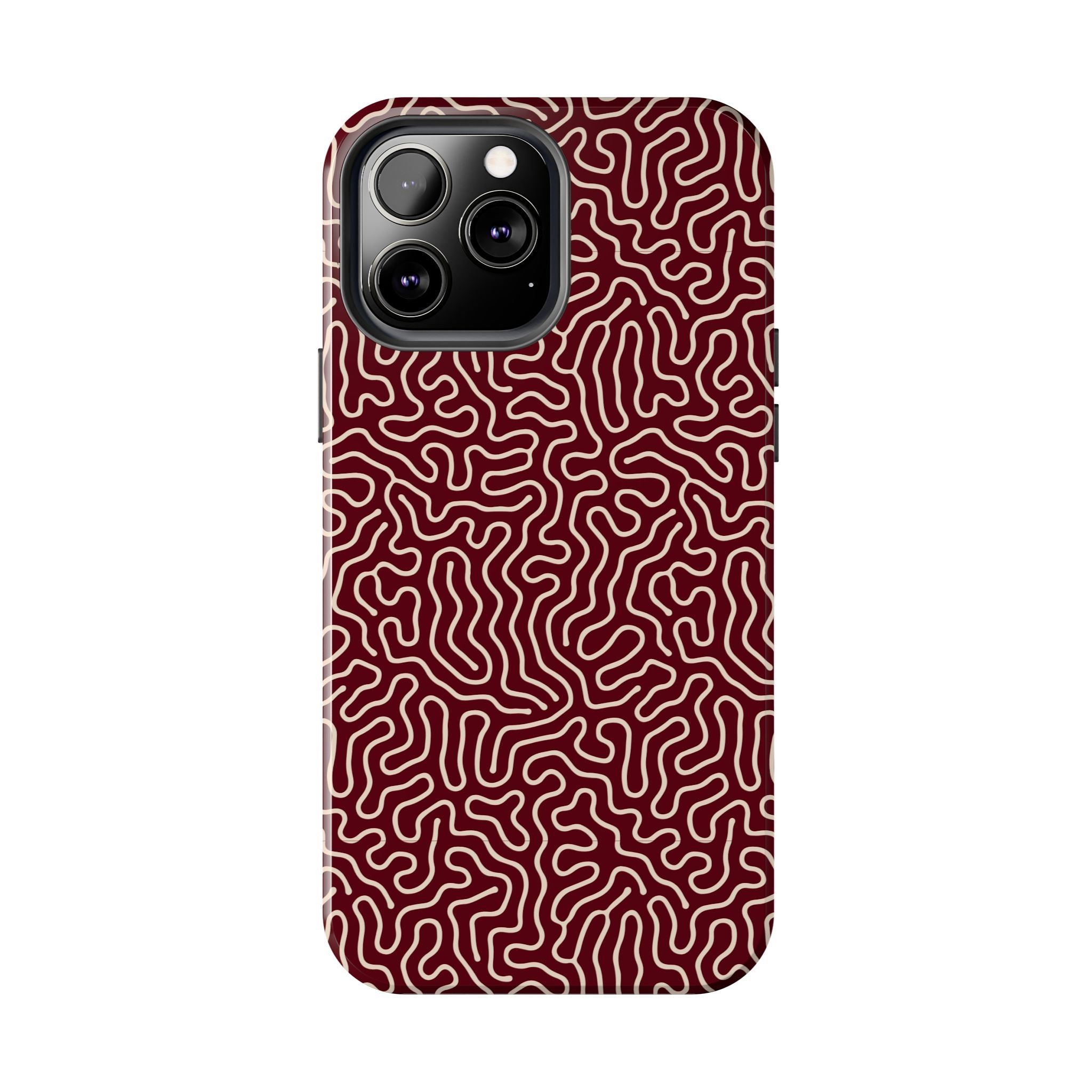 Crimson Reverie | Burgundy Abstract Line Phone Case