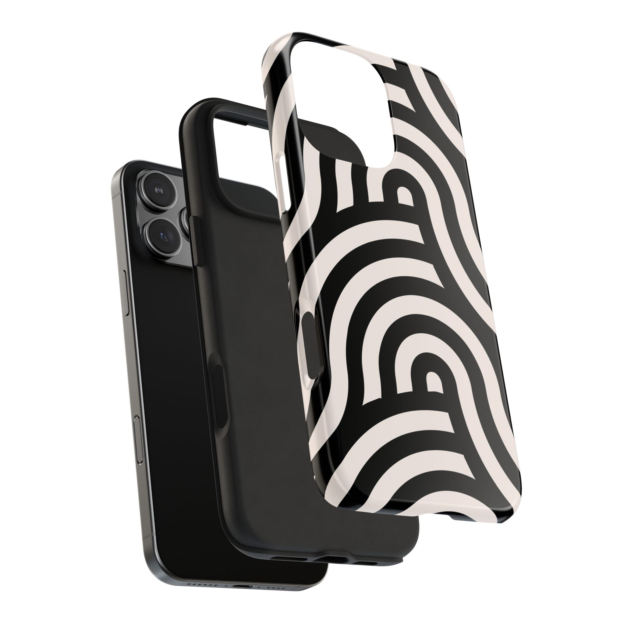 Noir Wave | Black & Cream Retro Curve Phone Case