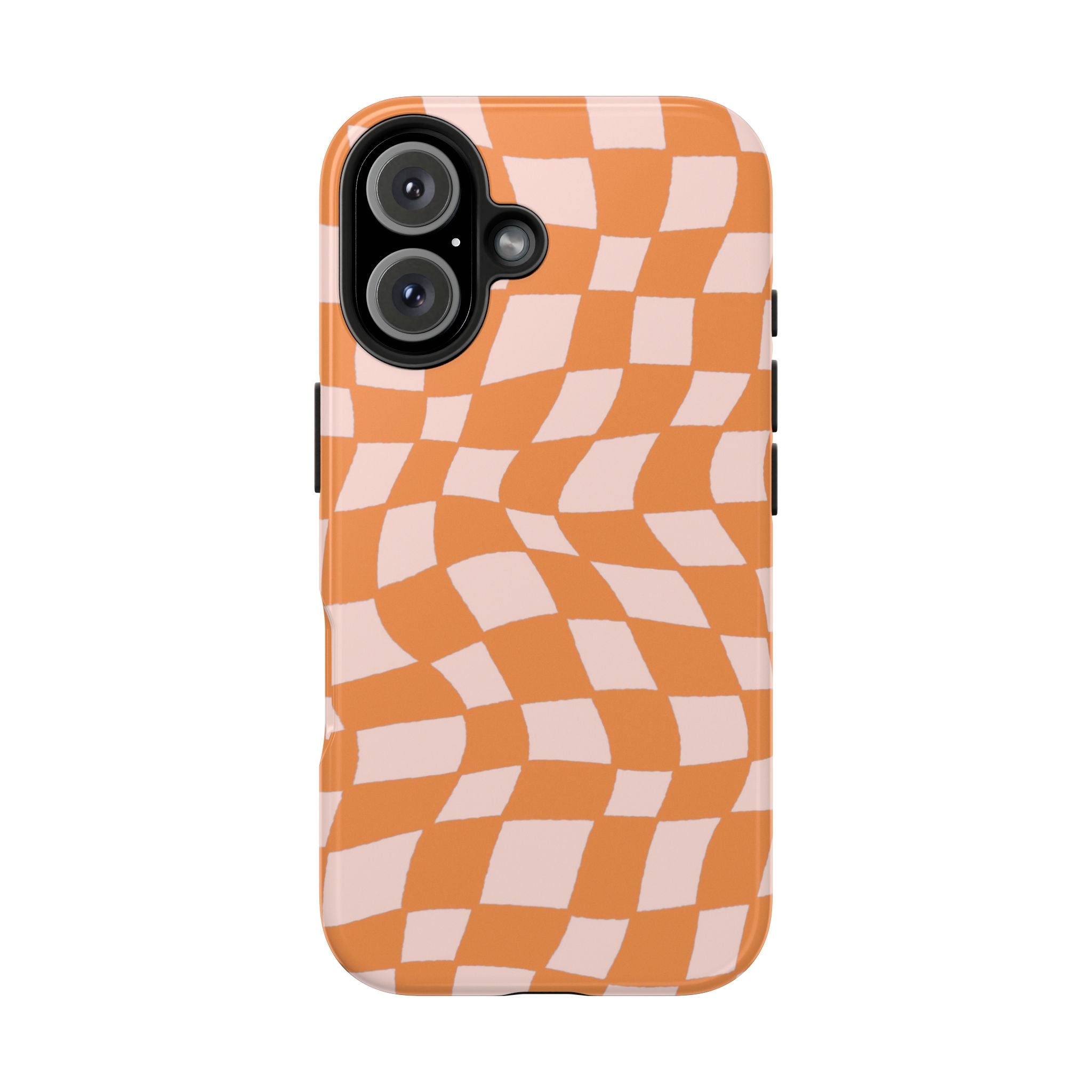Warped Summer | Orange Wavy Checker Phone Case
