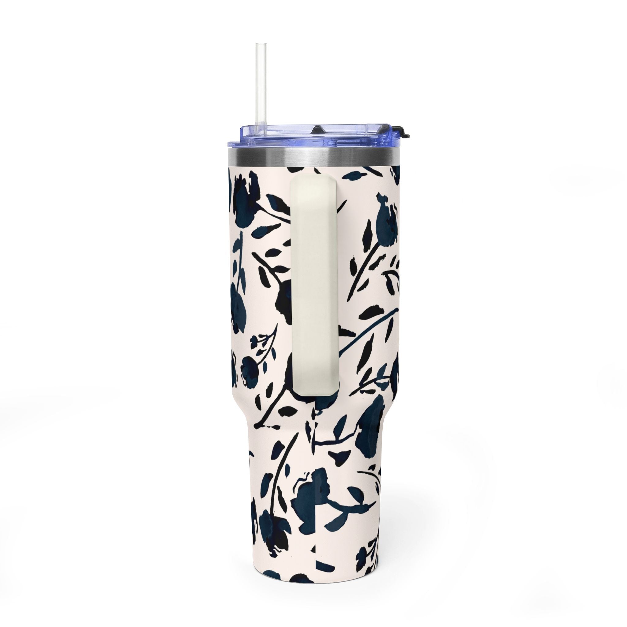 Midnight Meadow | Navy Floral Print Tumbler