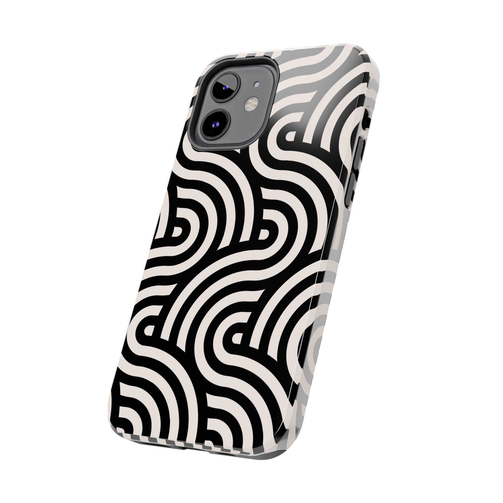 Maroon & Blush Striped Tough Phone Case — Durable Protective iPhone Cover