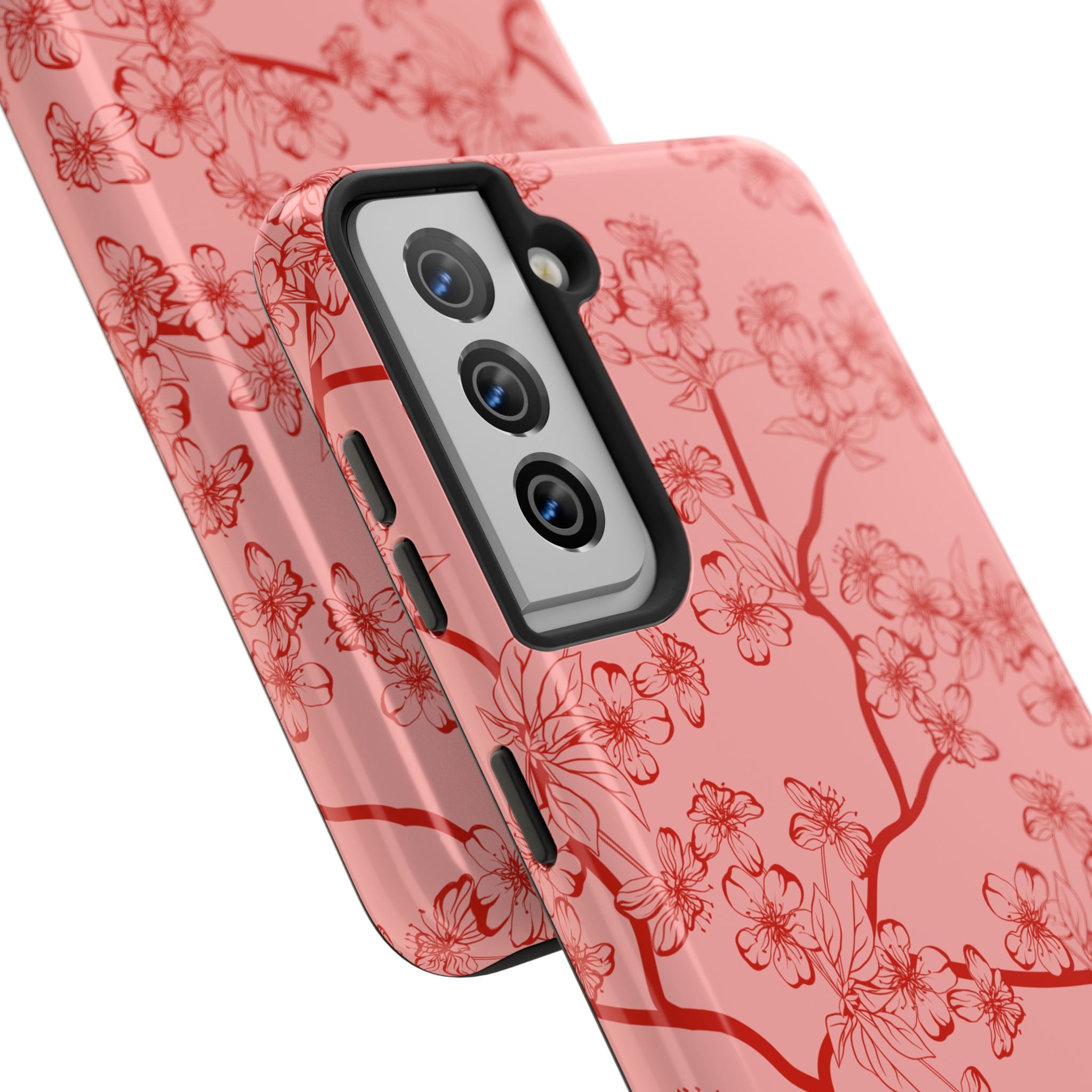 Maroon & Blush Striped Tough Phone Case — Durable Protective iPhone Cover