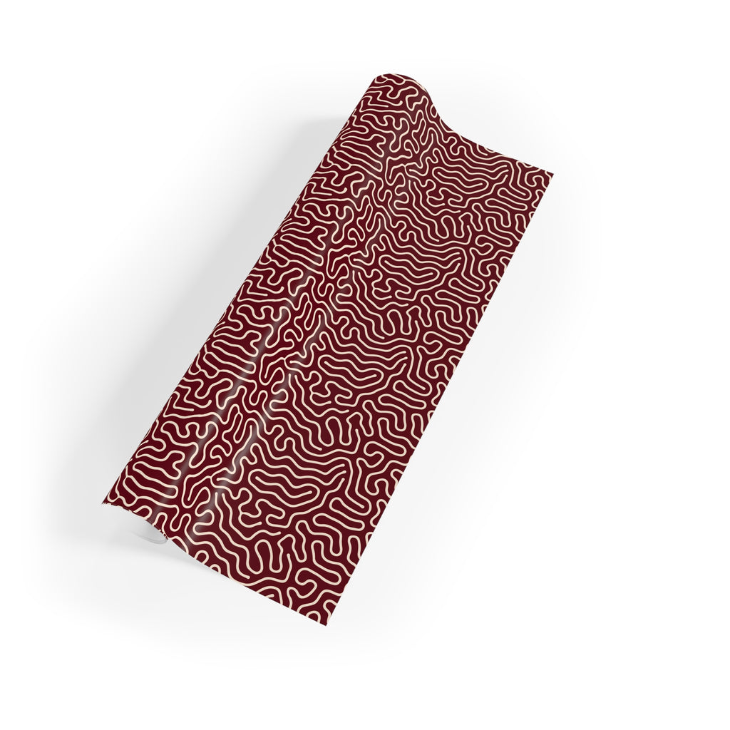 Crimson Reverie | Burgundy Abstract Line Wrapping Paper