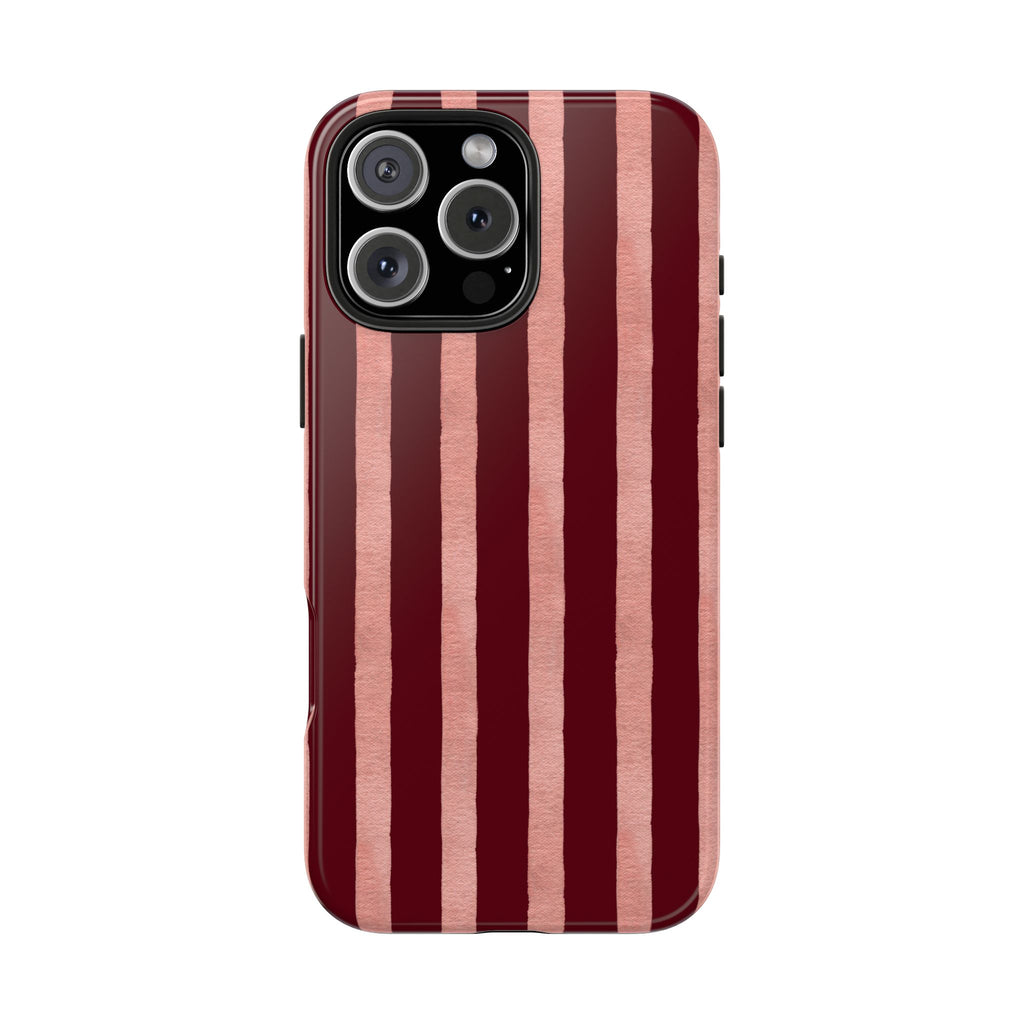 Blush Column | Burgundy & Soft Pink Stripe Phone Case
