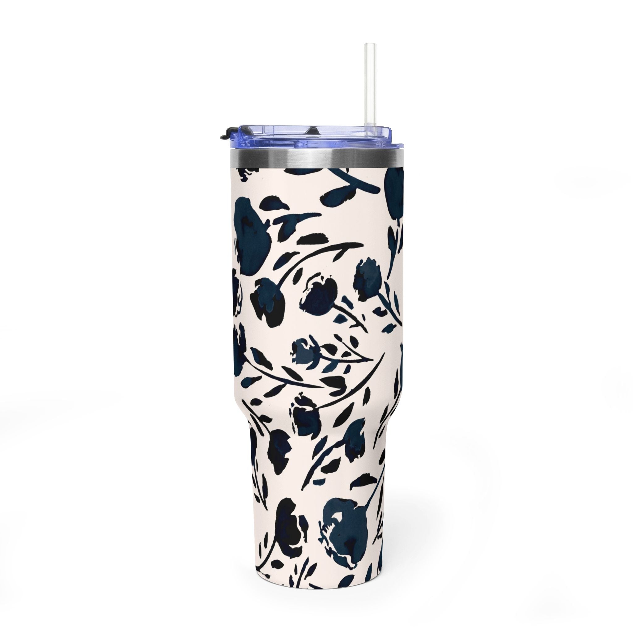 Midnight Meadow | Navy Floral Print Tumbler