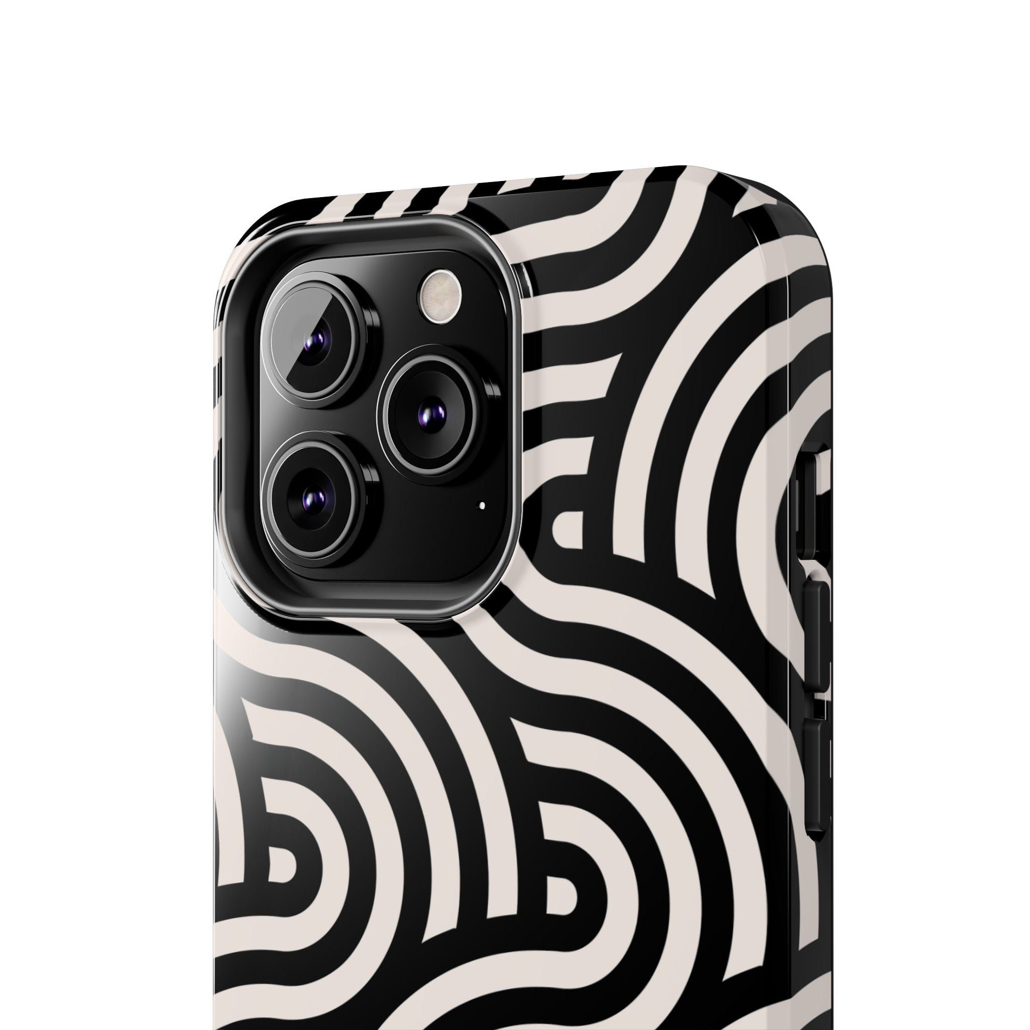 Maroon & Blush Striped Tough Phone Case — Durable Protective iPhone Cover