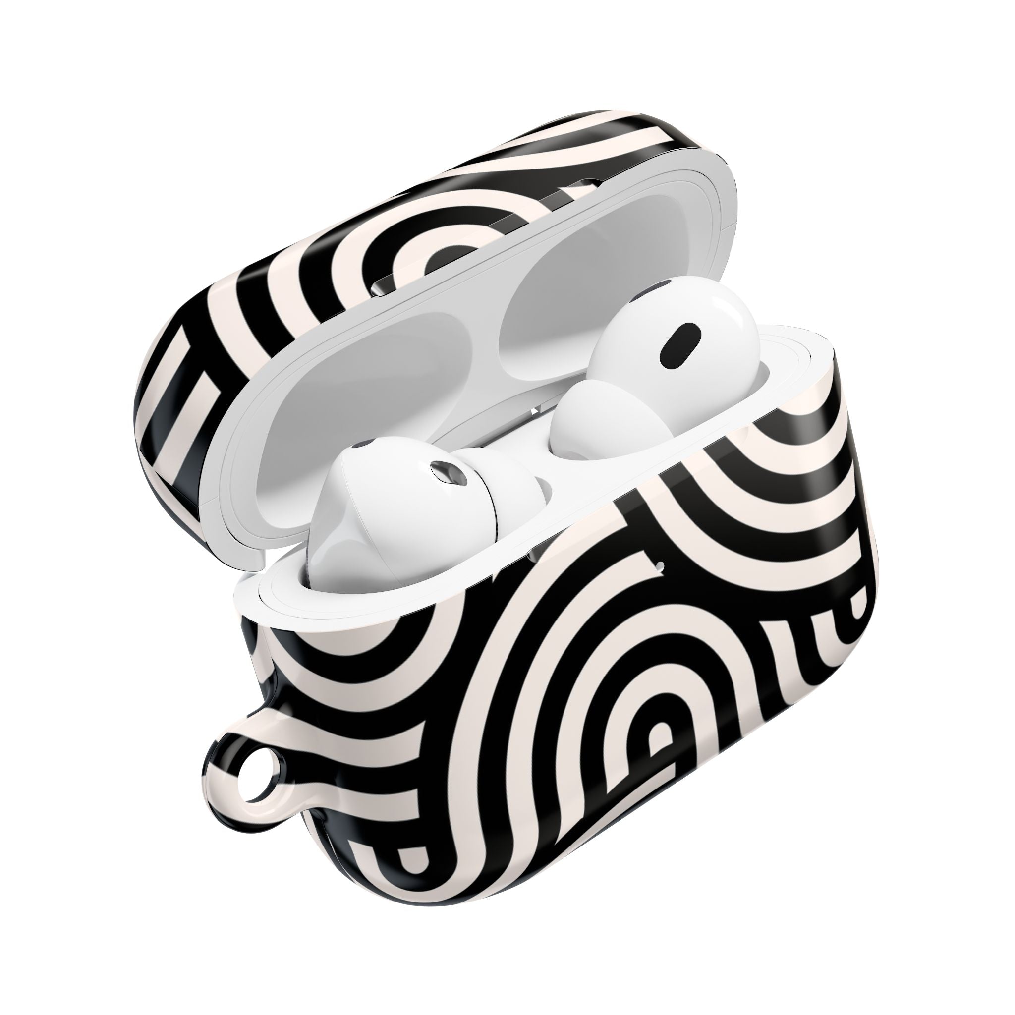 Noir Wave | Black & Cream Retro Curve AirPods Case