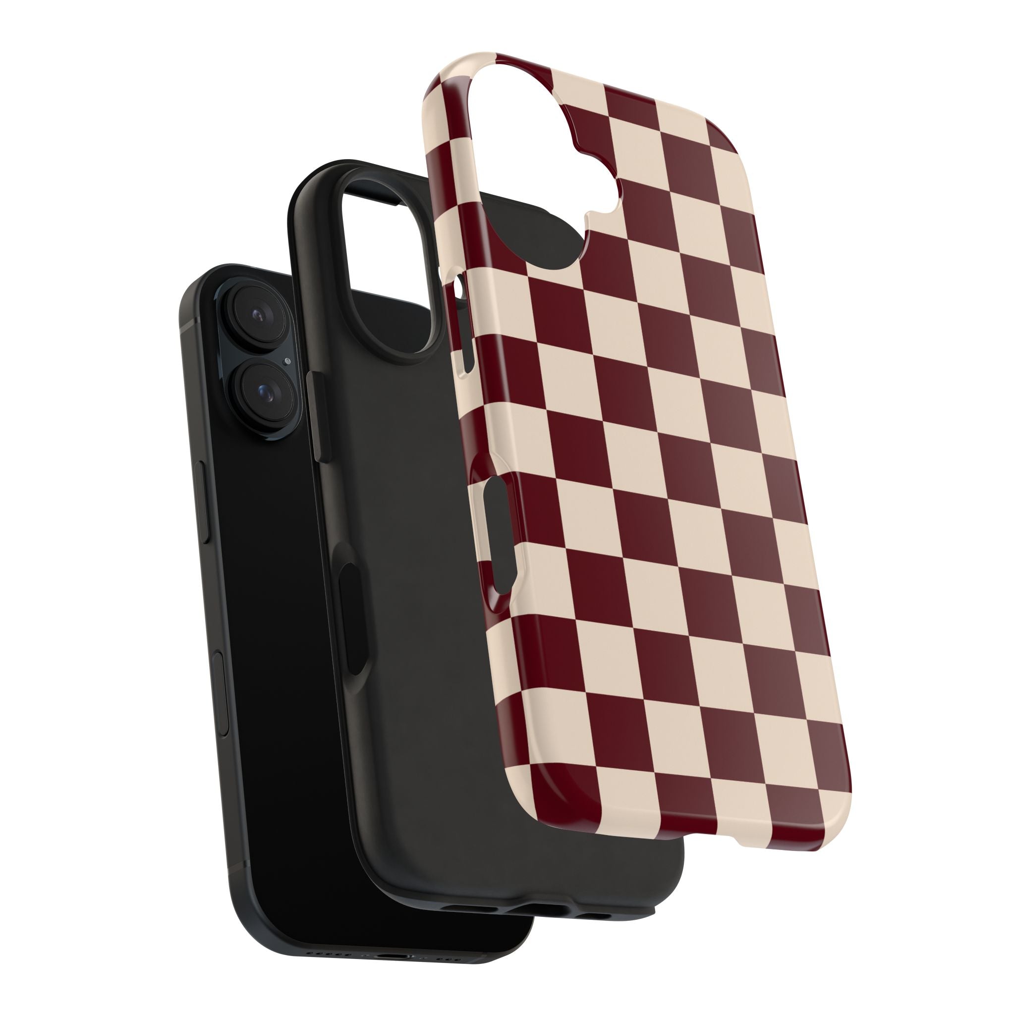 Parlor Check | Burgundy & Cream Checker Phone Case