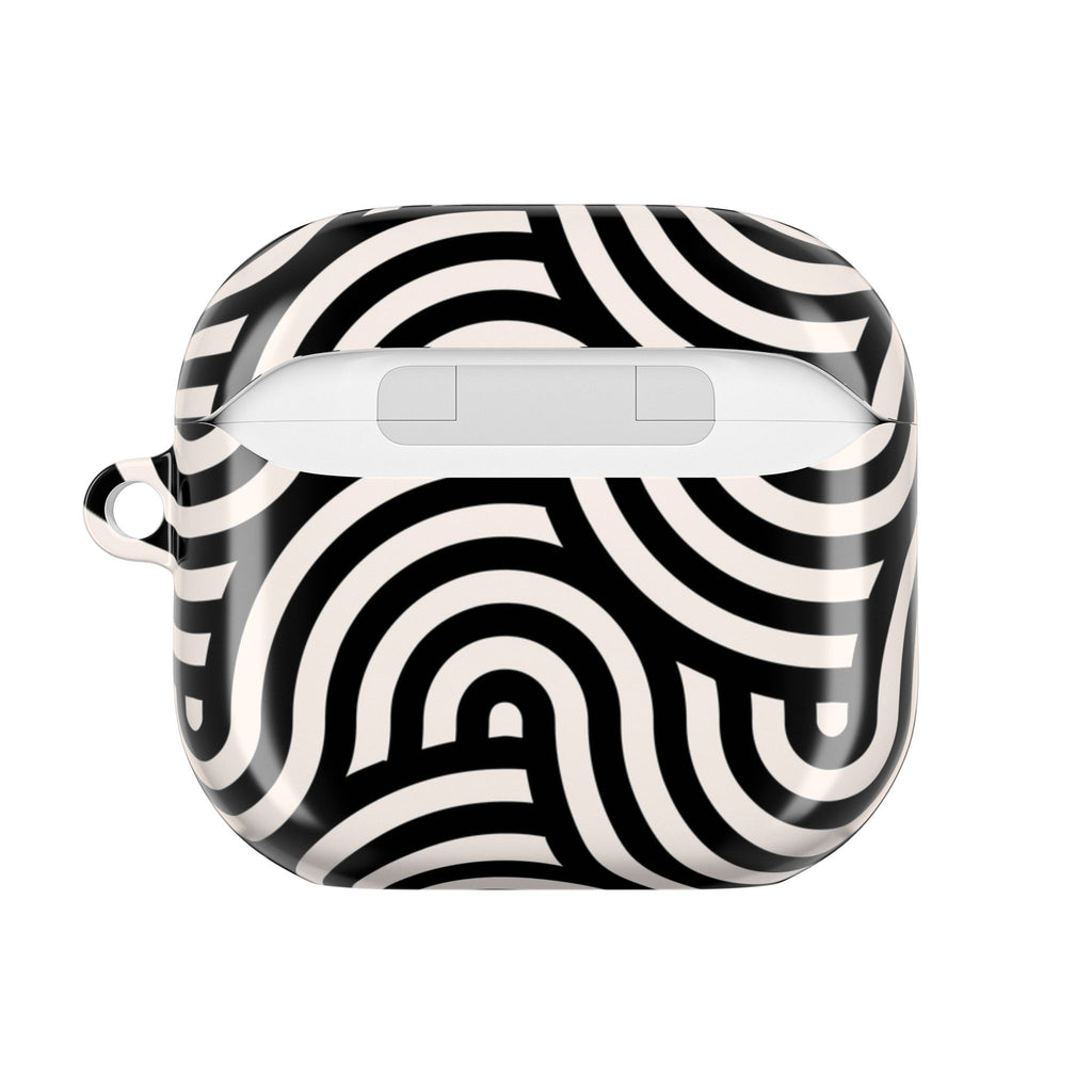 Noir Wave | Black & Cream Retro Curve AirPods Case