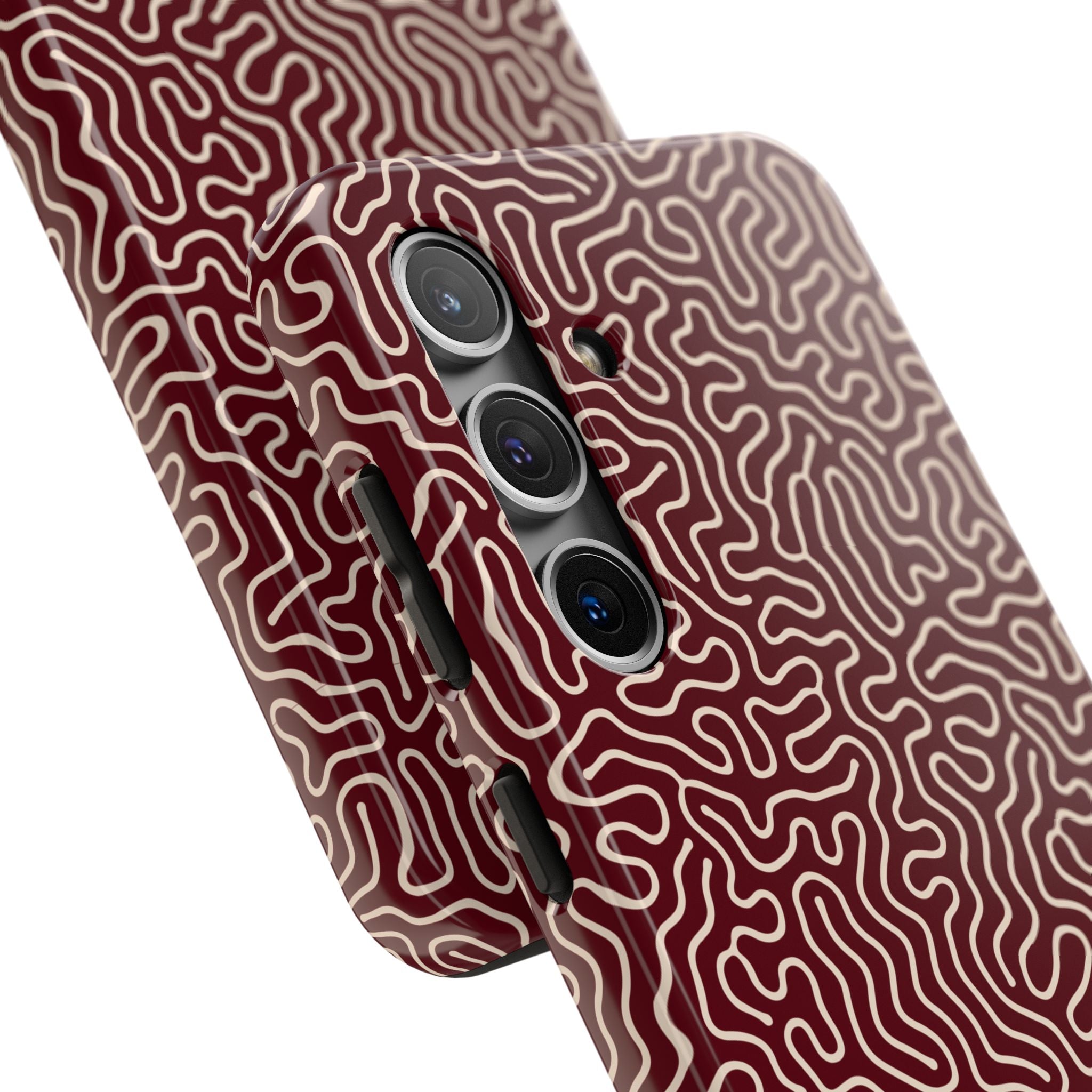 Crimson Reverie | Burgundy Abstract Line Phone Case