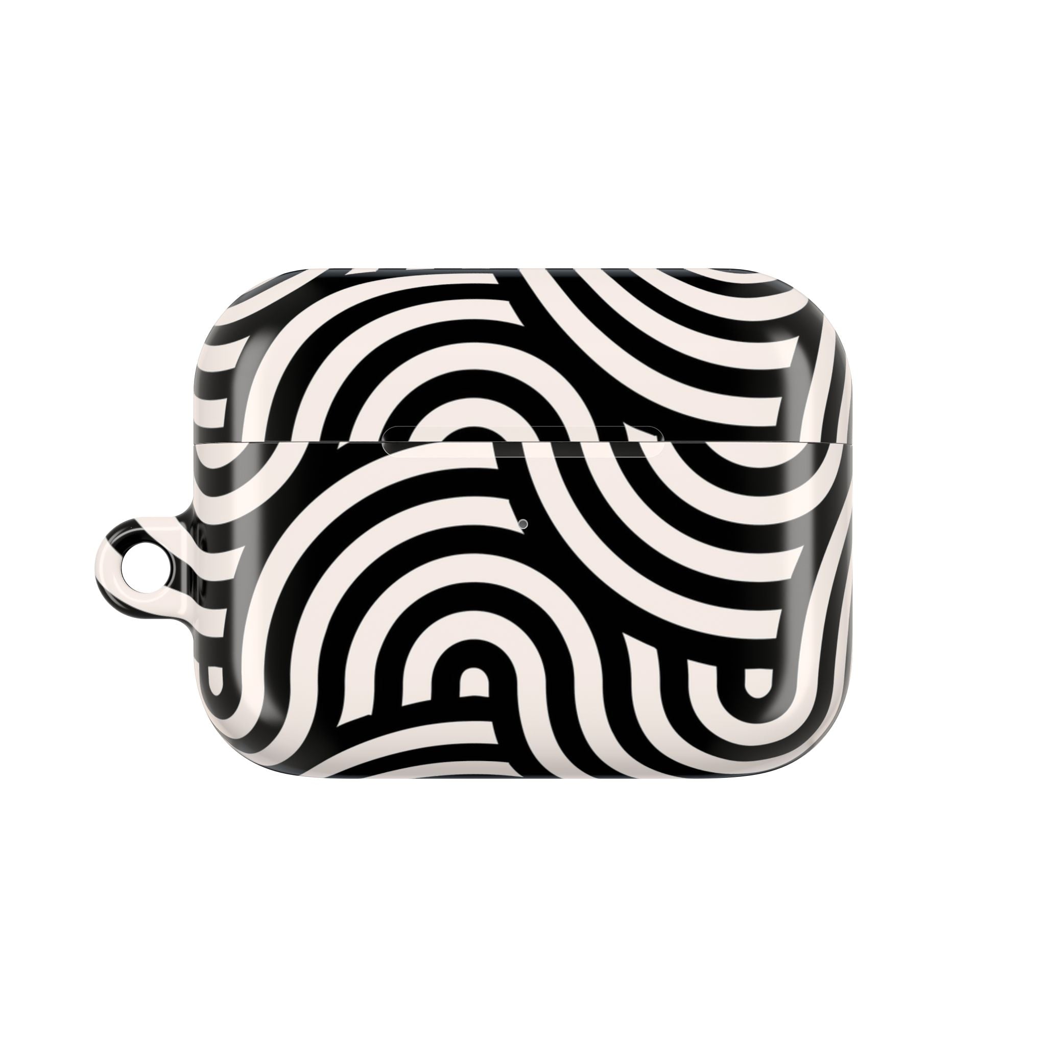Noir Wave | Black & Cream Retro Curve AirPods Case
