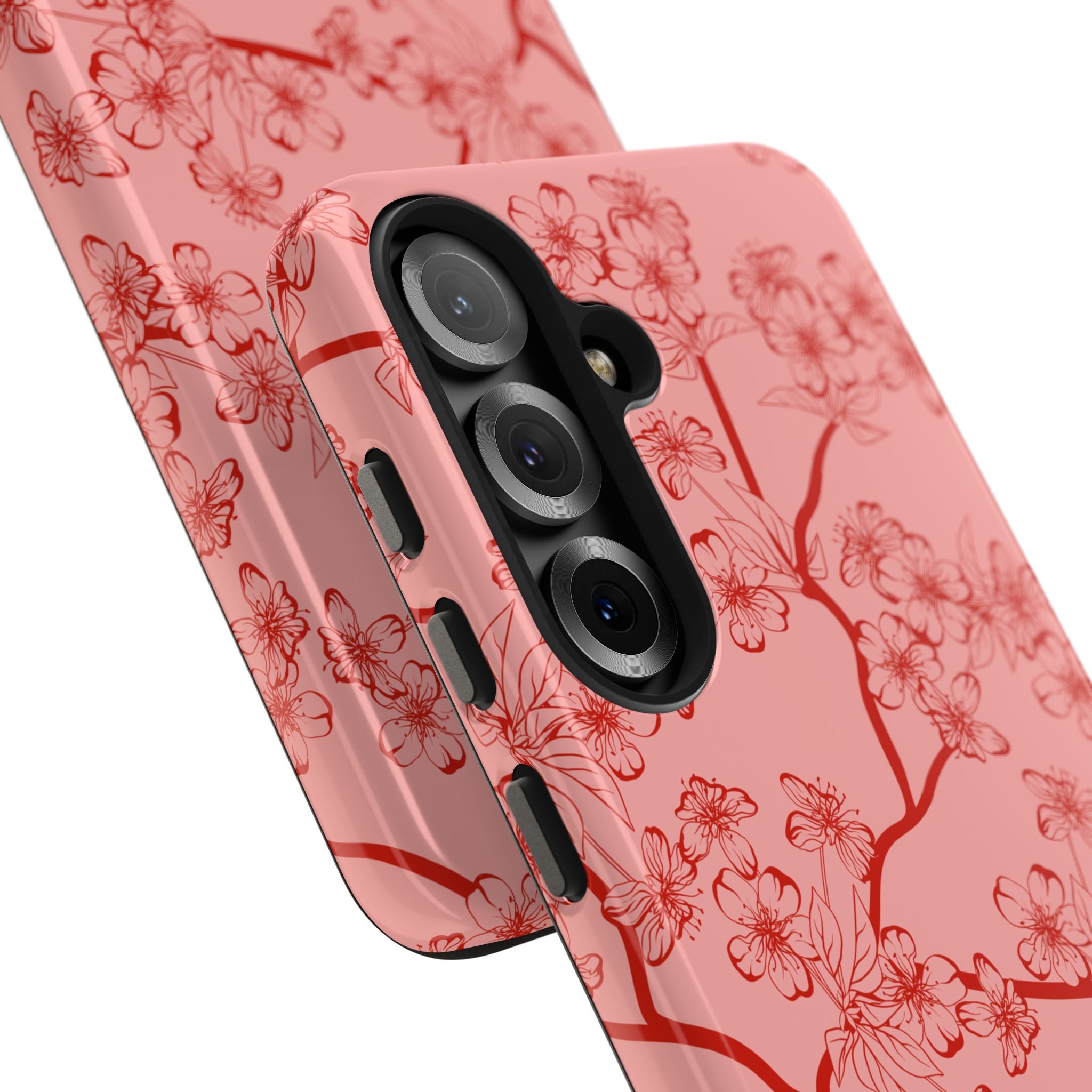 Maroon & Blush Striped Tough Phone Case — Durable Protective iPhone Cover