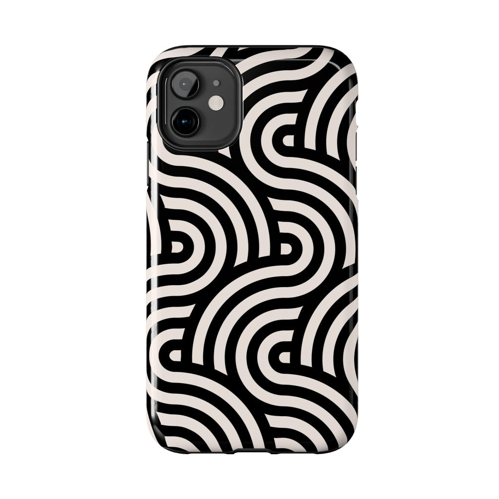 Maroon & Blush Striped Tough Phone Case — Durable Protective iPhone Cover