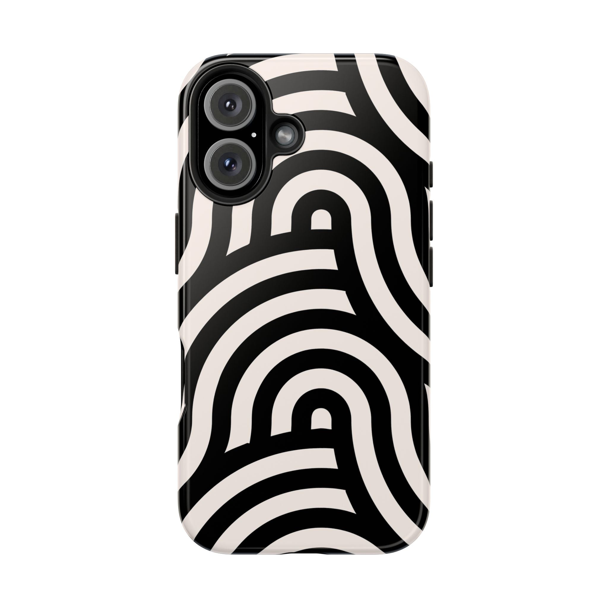 Noir Wave | Black & Cream Retro Curve Phone Case