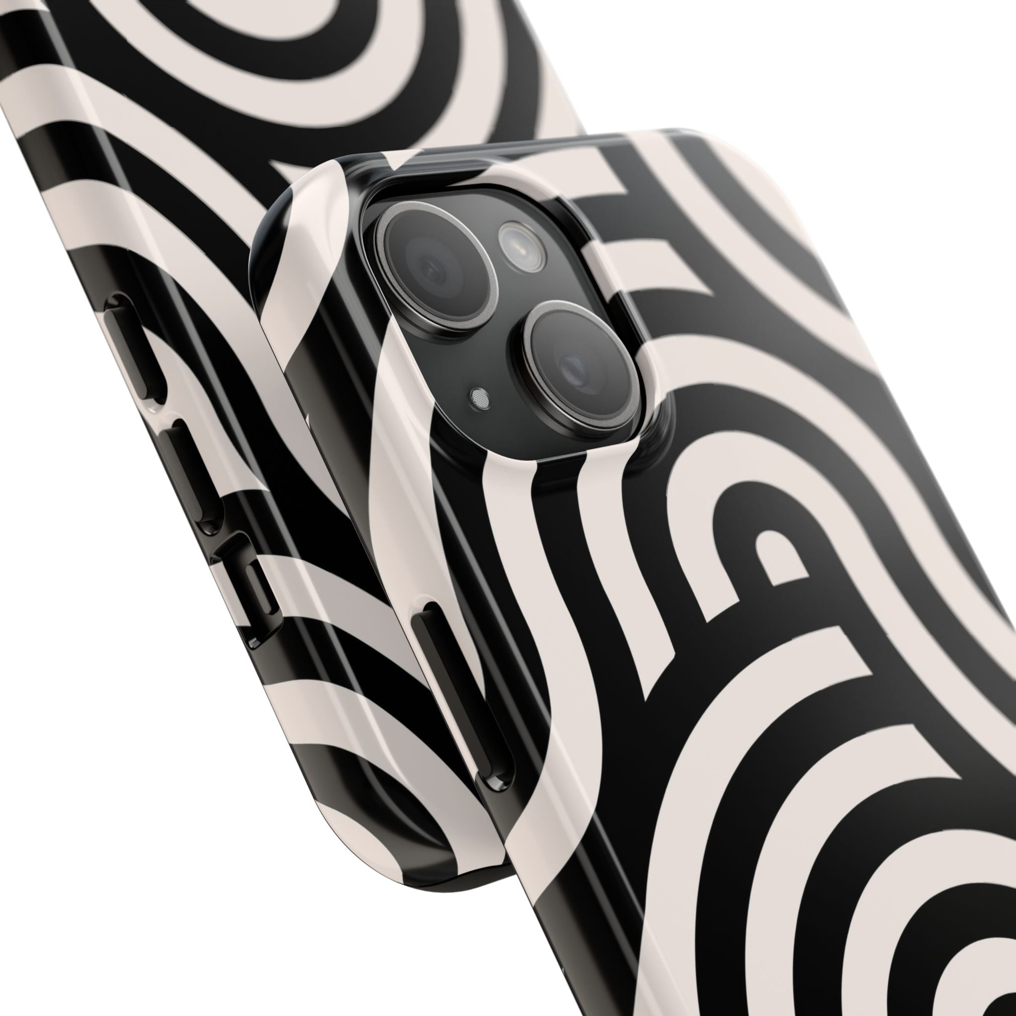 Noir Wave | Black & Cream Retro Curve Phone Case