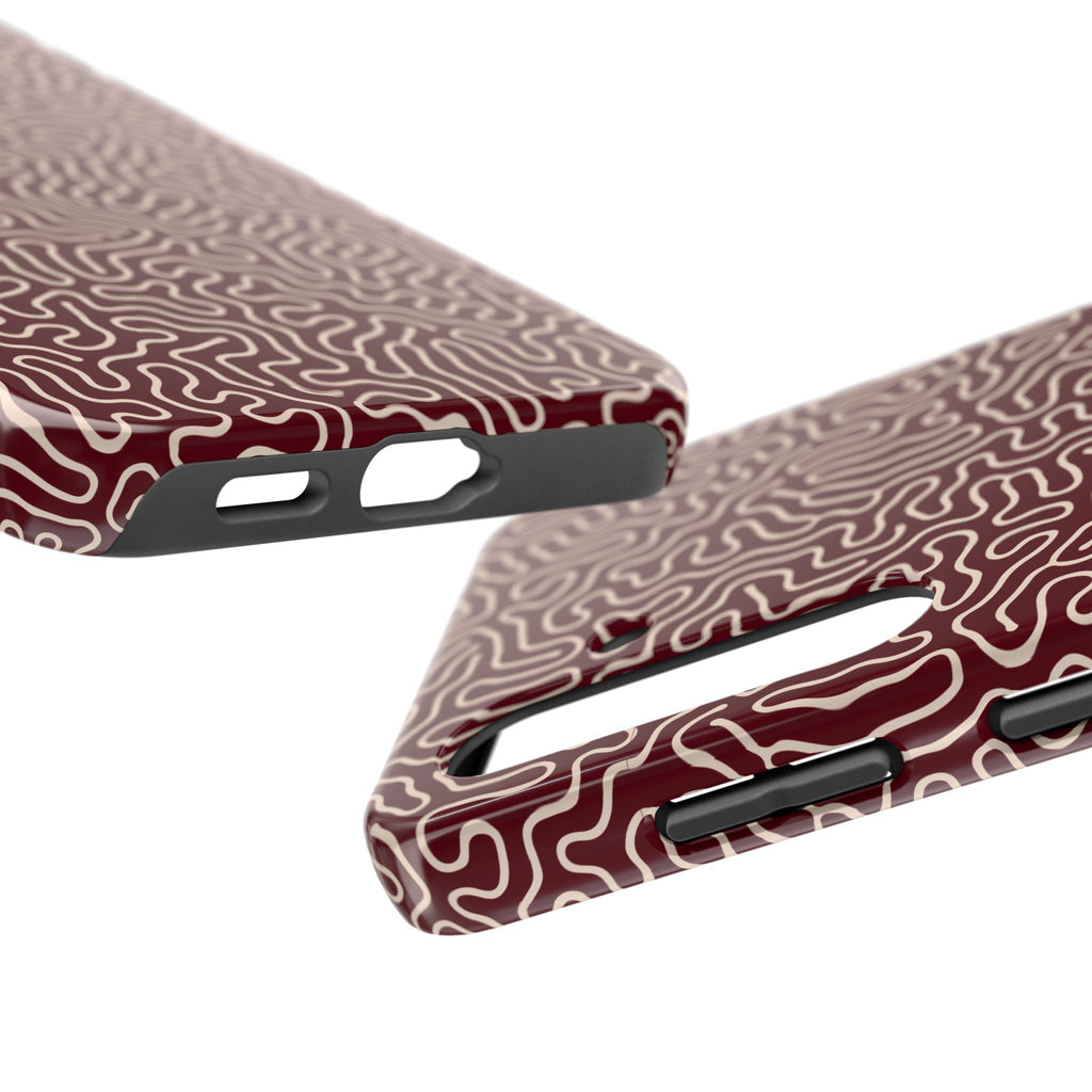Crimson Reverie | Burgundy Abstract Line Phone Case