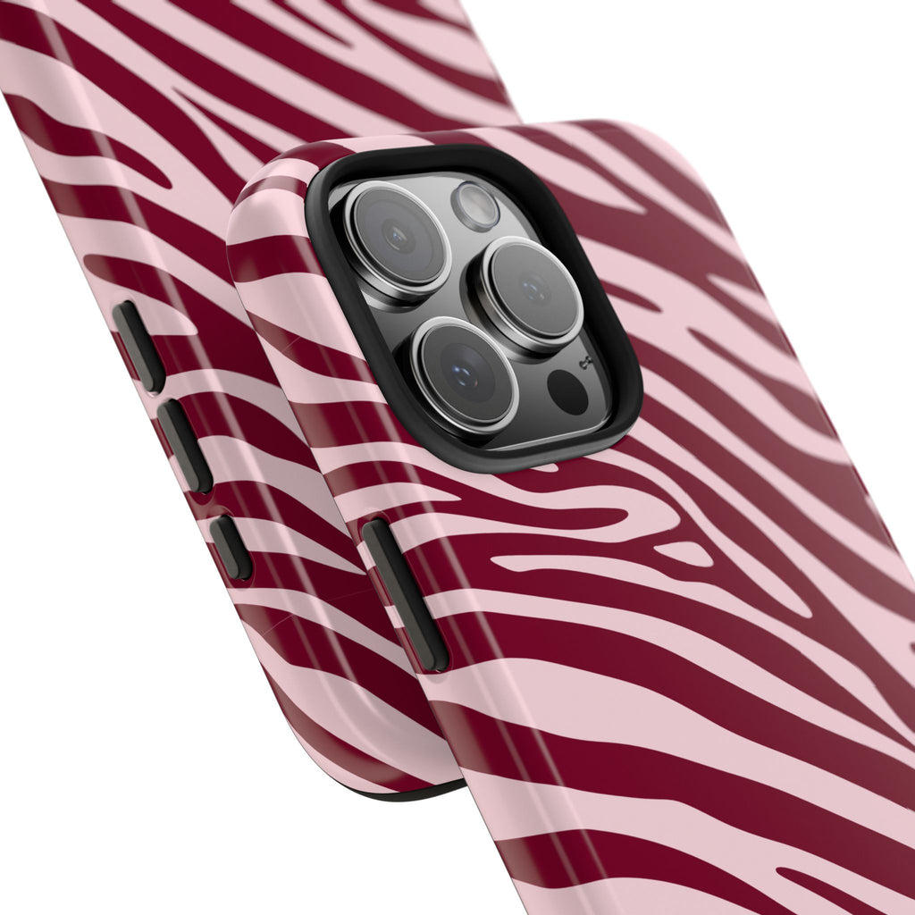 Velvet Zebra | Burgundy Zebra Print Tough Phone Case