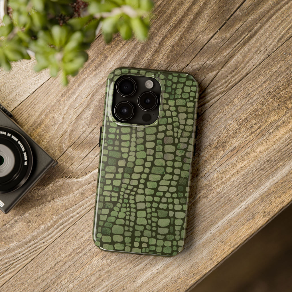 Olive Emboss | Olive & Sage Snakeskin Print Phone Case