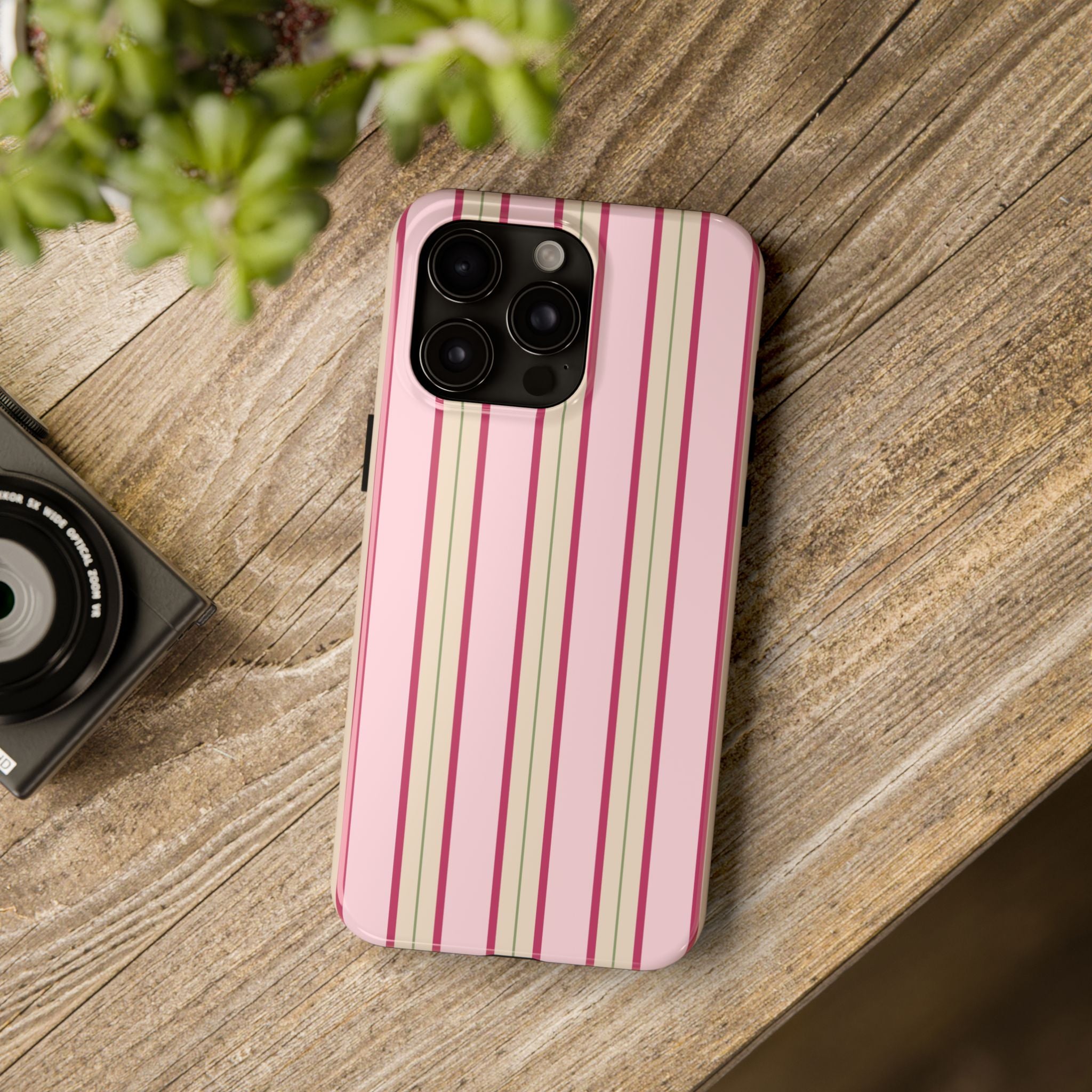 Blush Column | Pink & Burgundy Stripe Tough Phone Case