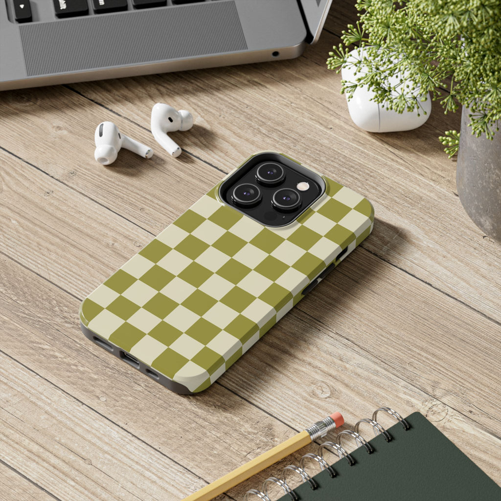 Maroon & Blush Striped Tough Phone Case — Durable Protective iPhone Cover