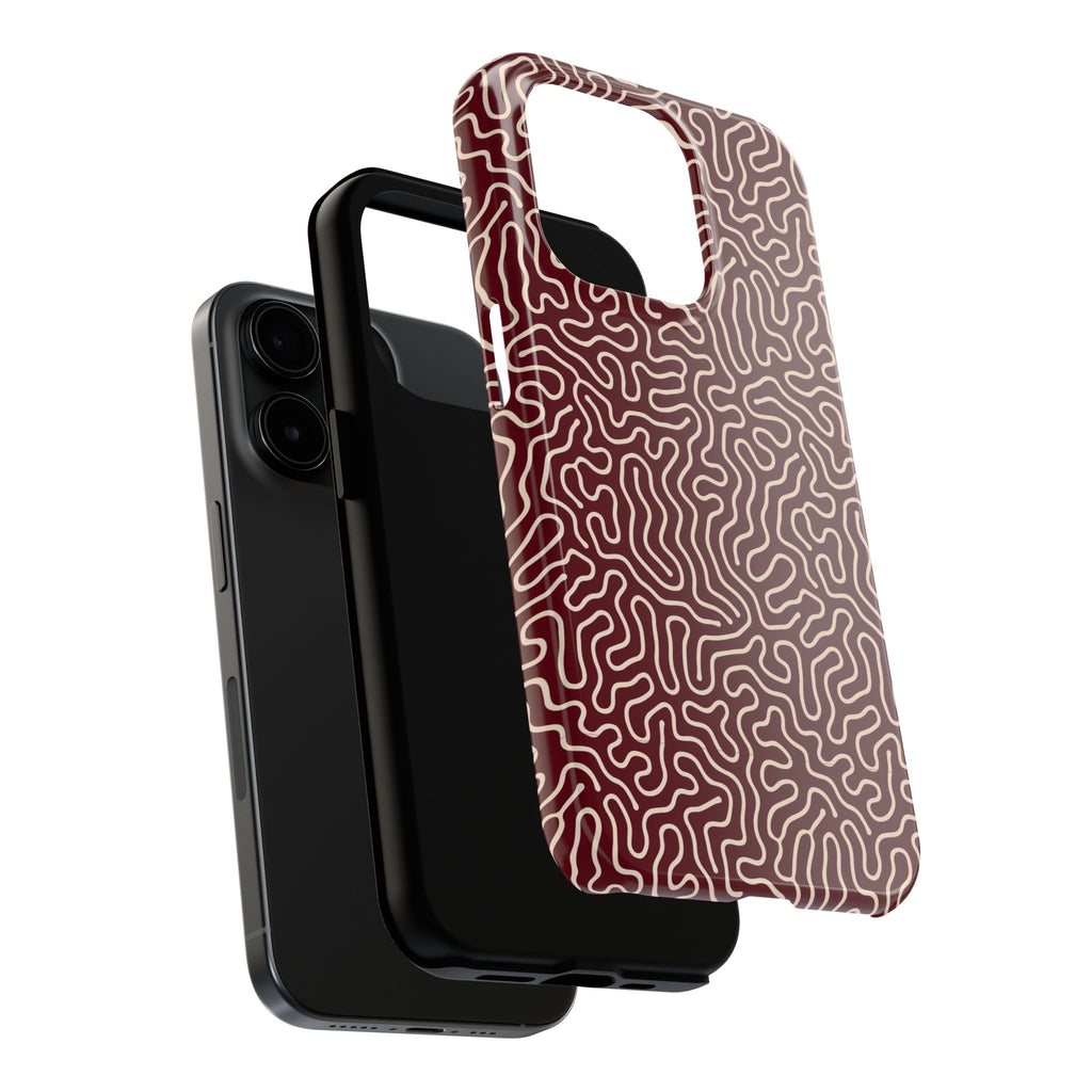 Crimson Reverie | Burgundy Abstract Line Phone Case
