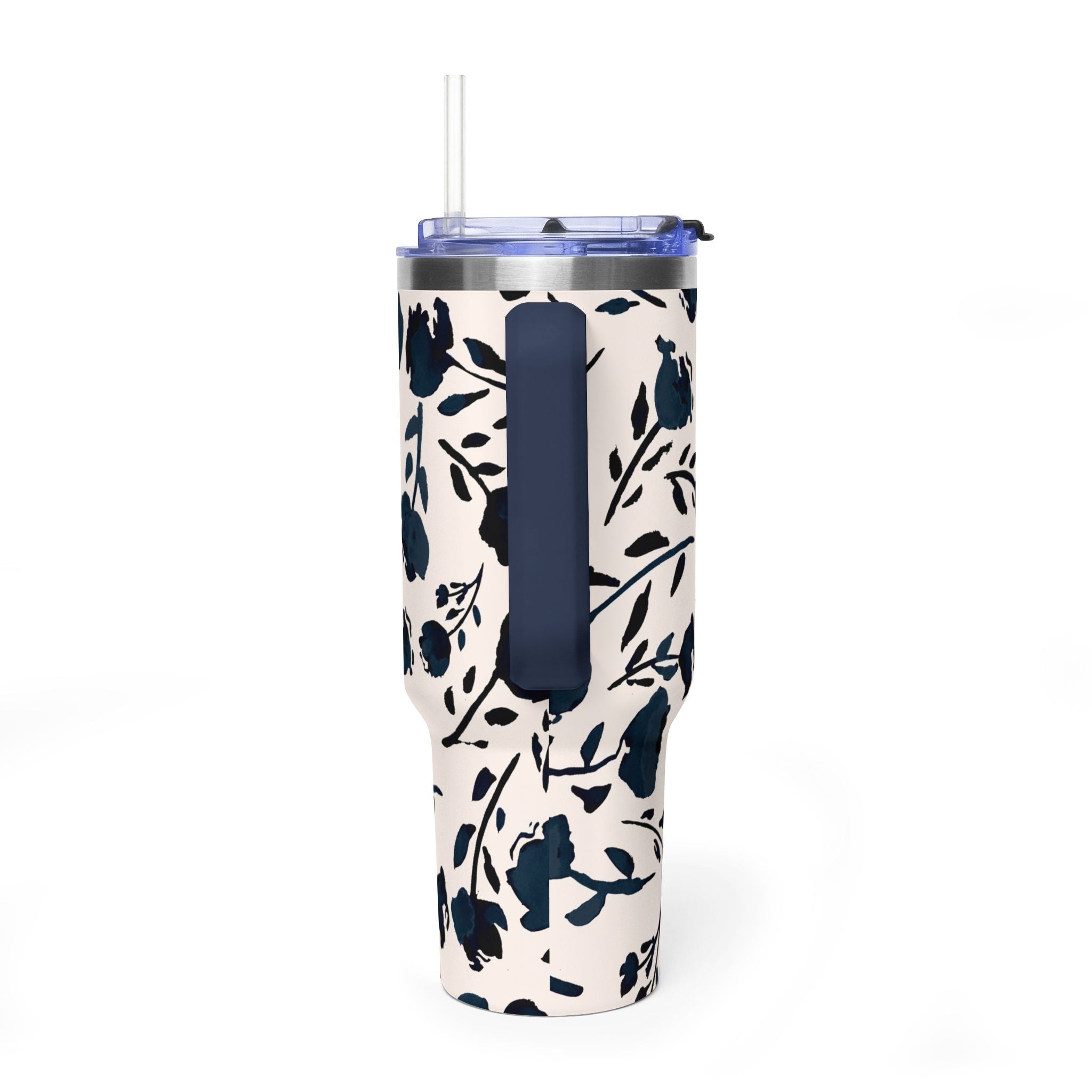 Midnight Meadow | Navy Floral Print Tumbler