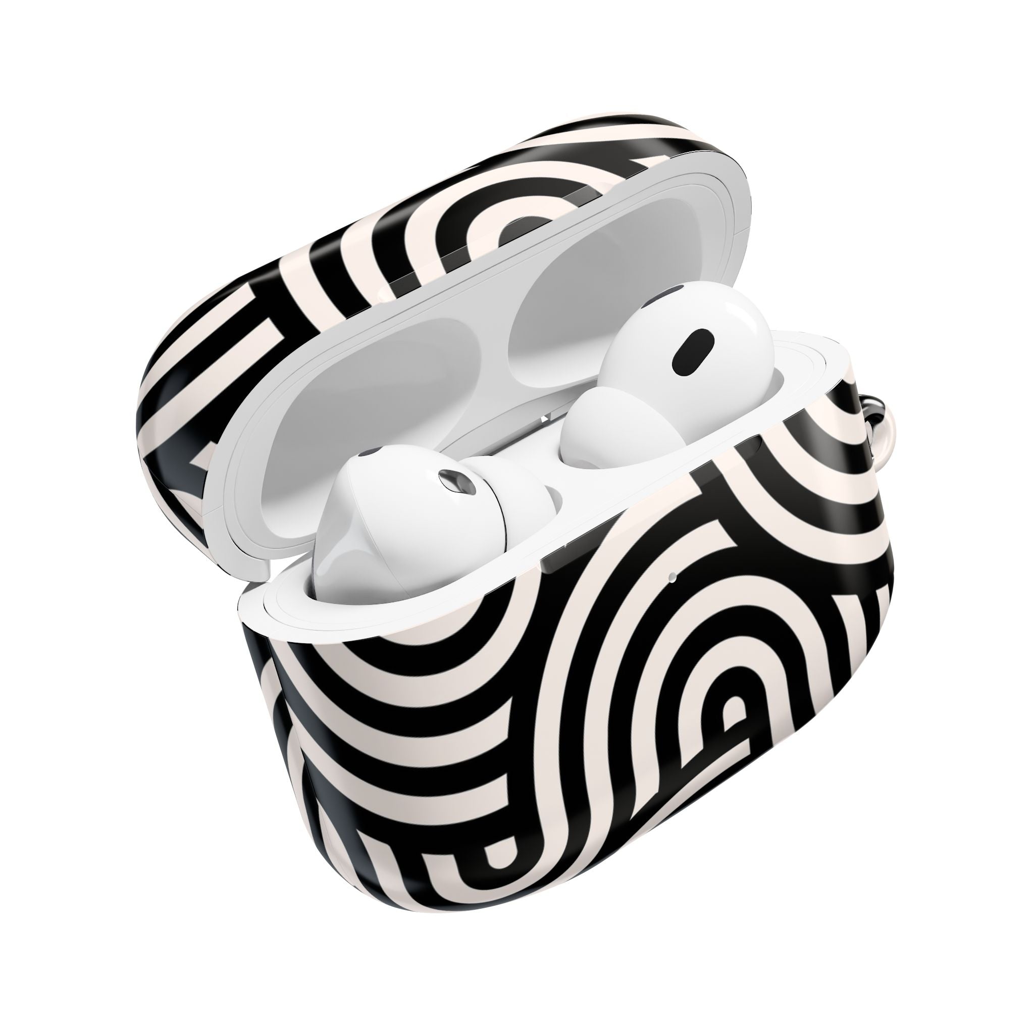 Noir Wave | Black & Cream Retro Curve AirPods Case