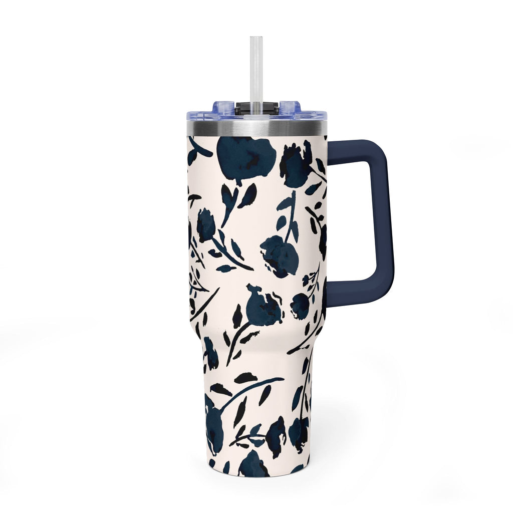 Midnight Meadow | Navy Floral Print Tumbler