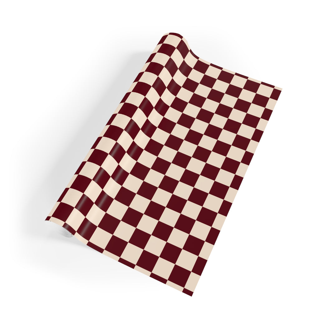 Parlor Check | Burgundy & Cream Checker Wrapping Paper