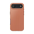Maroon & Blush Striped Tough Phone Case — Durable Protective iPhone Cover