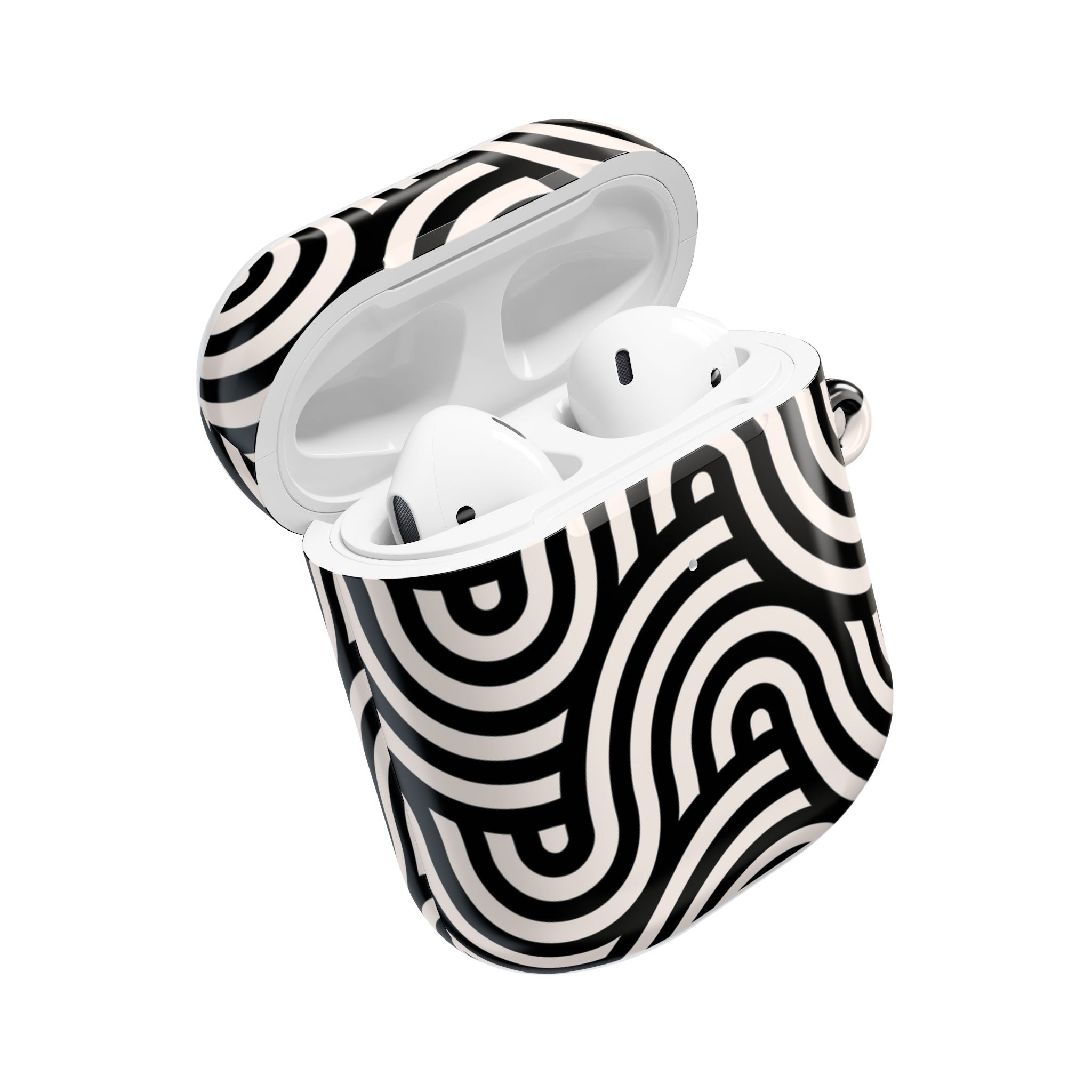 Noir Wave | Black & Cream Retro Curve AirPods Case