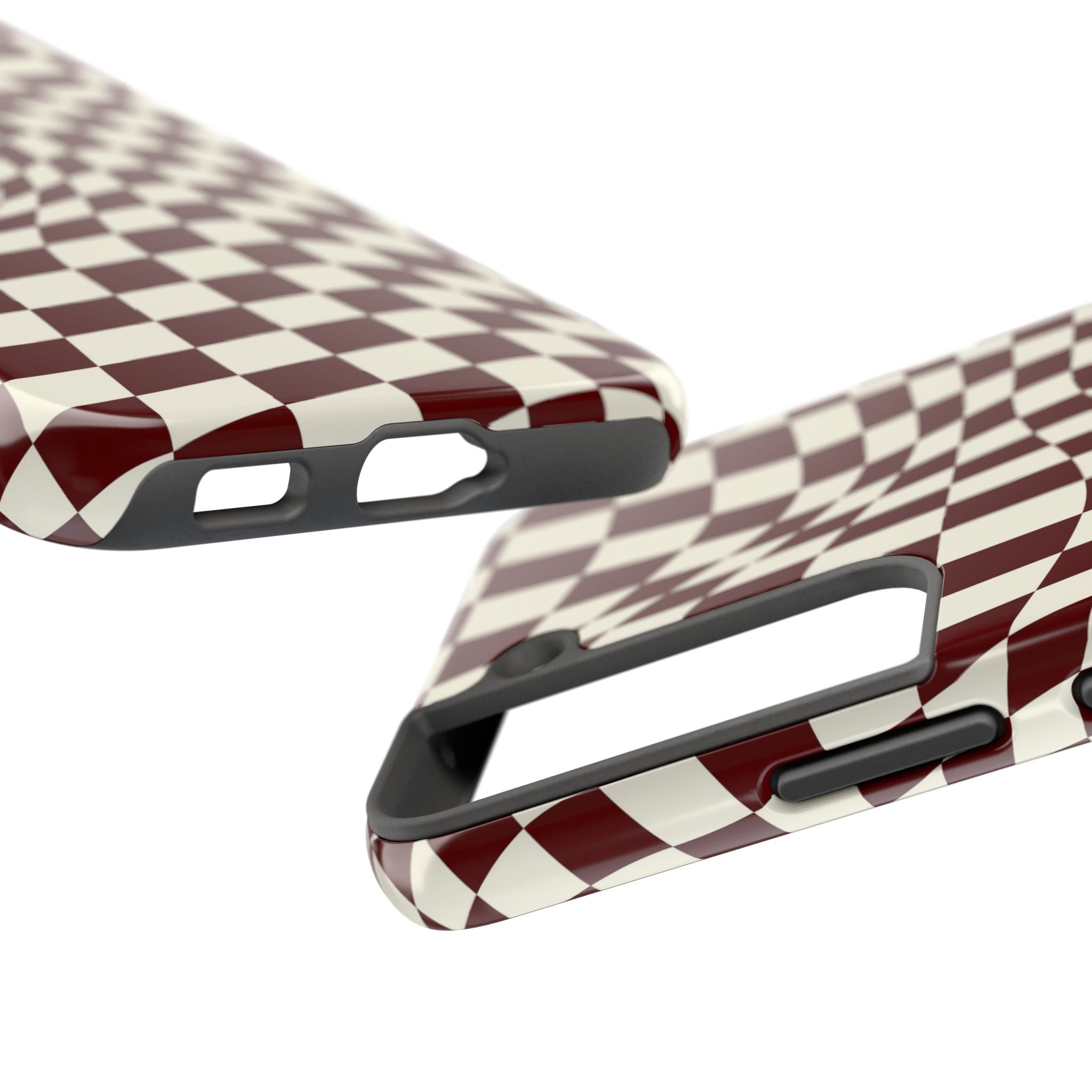 Crimson Warp | Burgundy Distorted Checker Tough  Phone Case