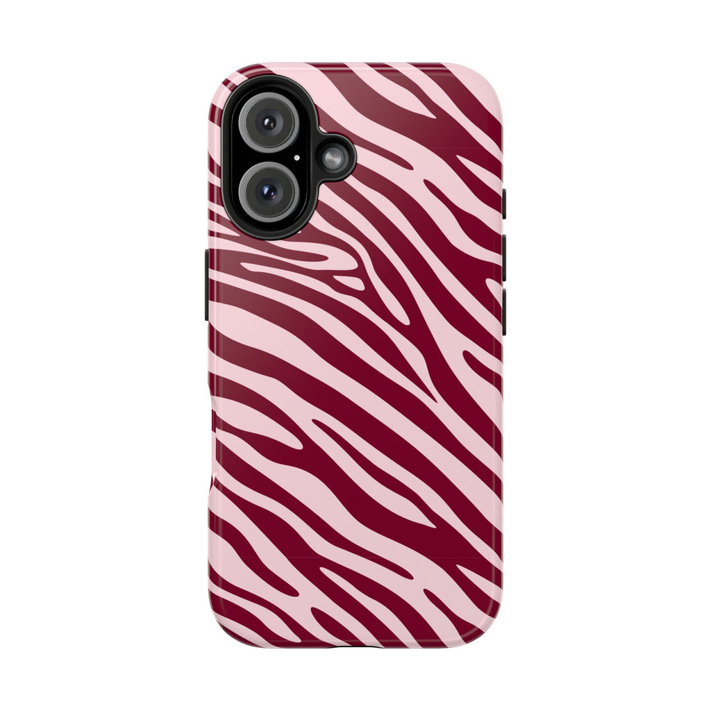 Velvet Zebra | Burgundy Zebra Print Tough Phone Case