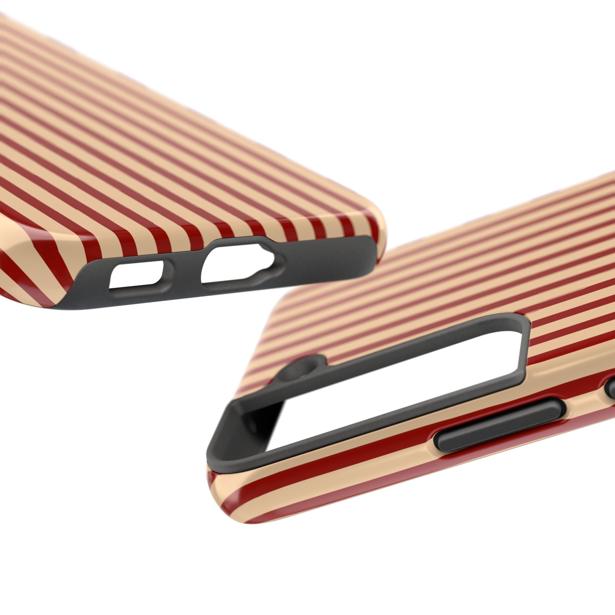 Maroon & Blush Striped Tough Phone Case — Durable Protective iPhone Cover