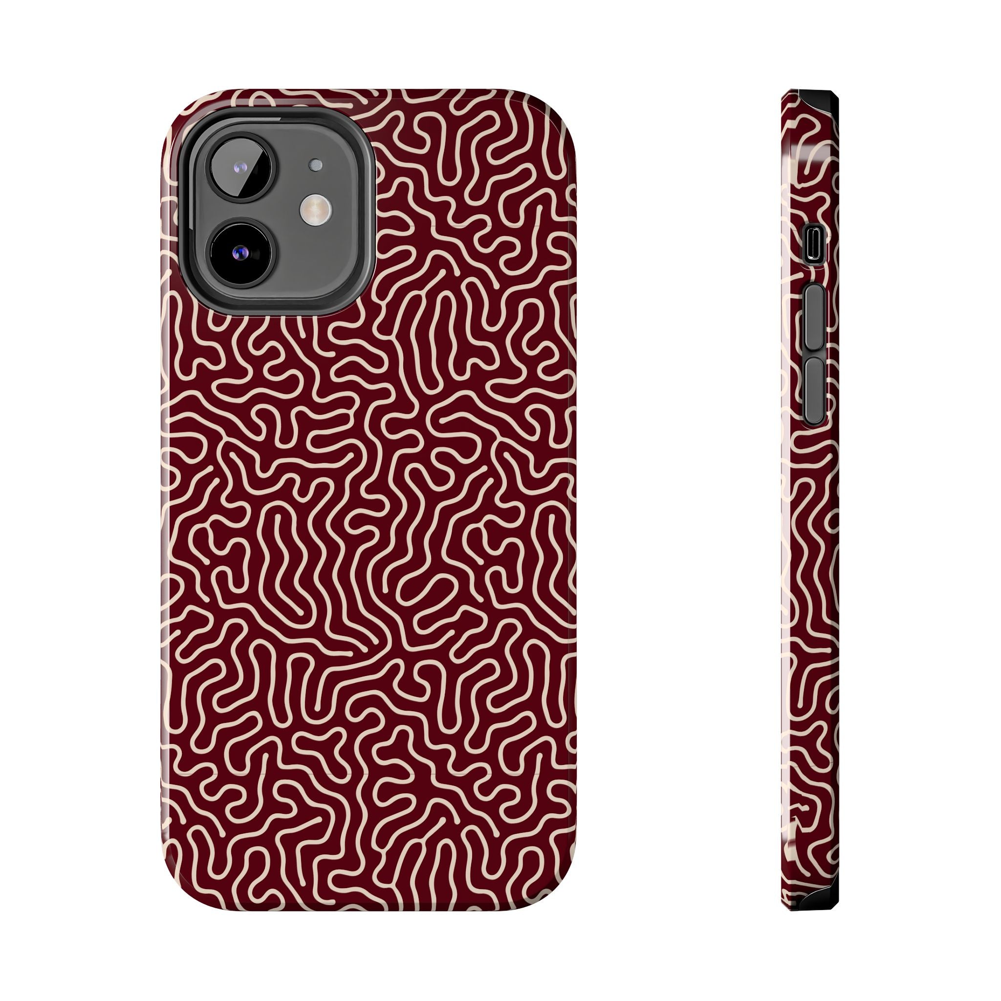 Crimson Reverie | Burgundy Abstract Line Phone Case