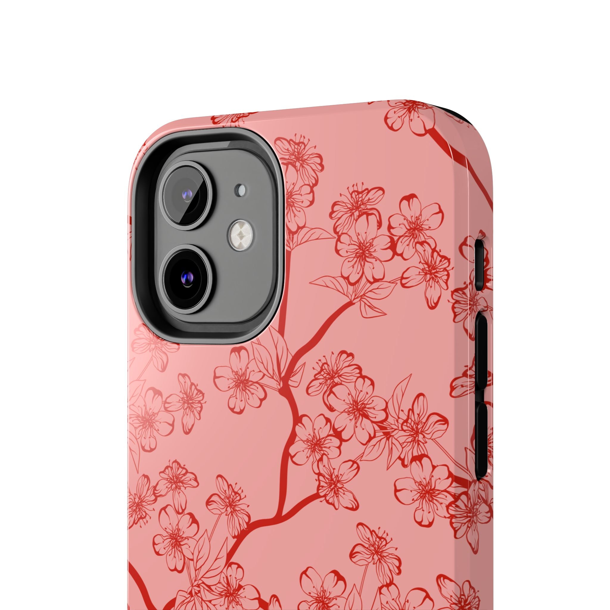Maroon & Blush Striped Tough Phone Case — Durable Protective iPhone Cover