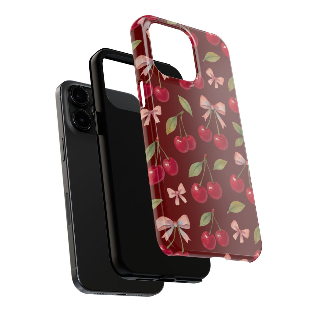 Cherry Kiss | Cherry Bow Print Tough Phone Case