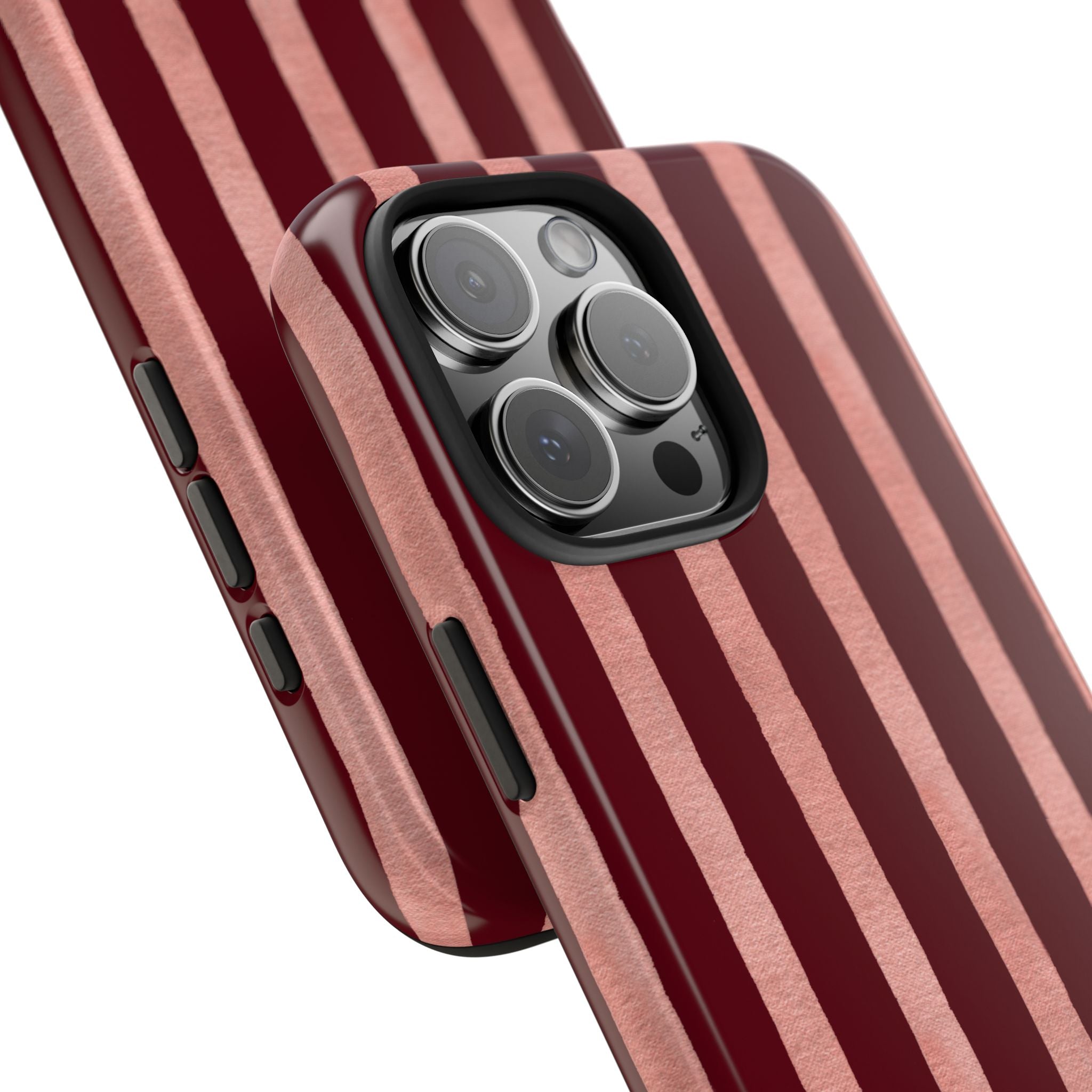 Blush Column | Burgundy & Soft Pink Stripe Phone Case