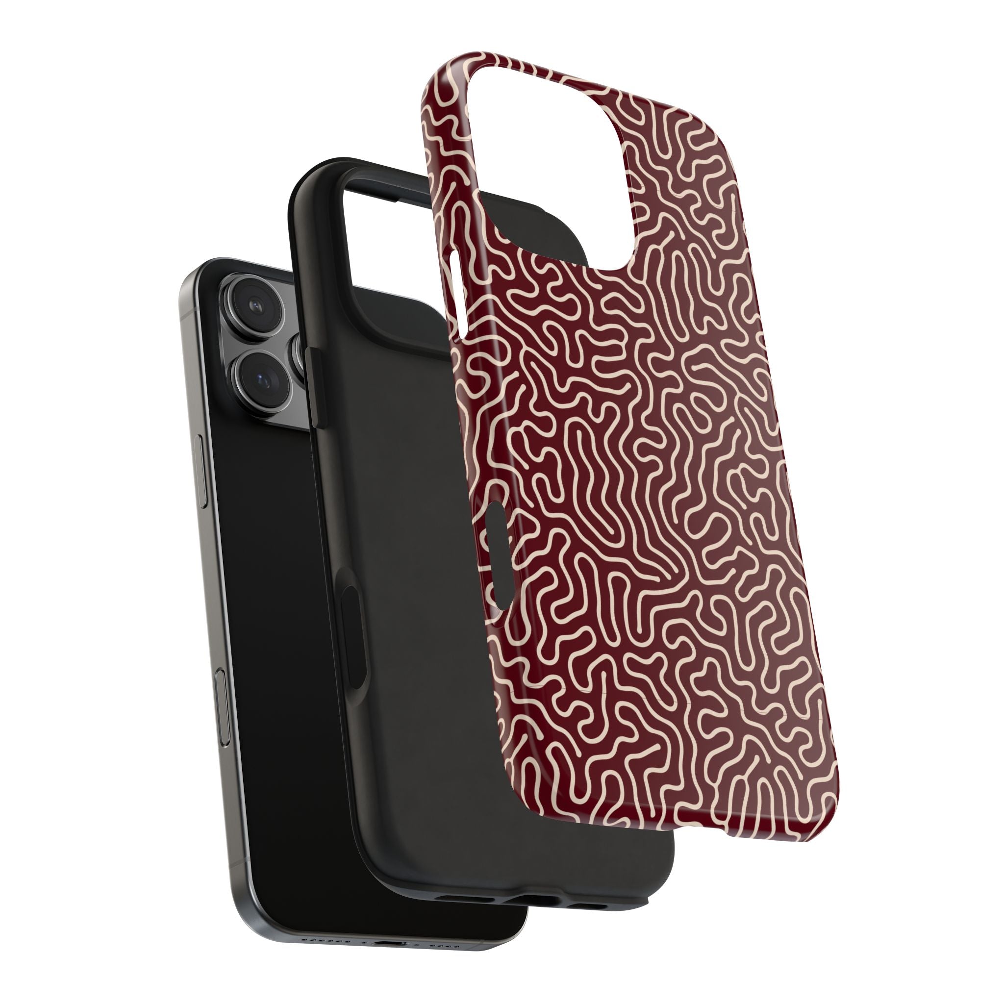 Crimson Reverie | Burgundy Abstract Line Phone Case