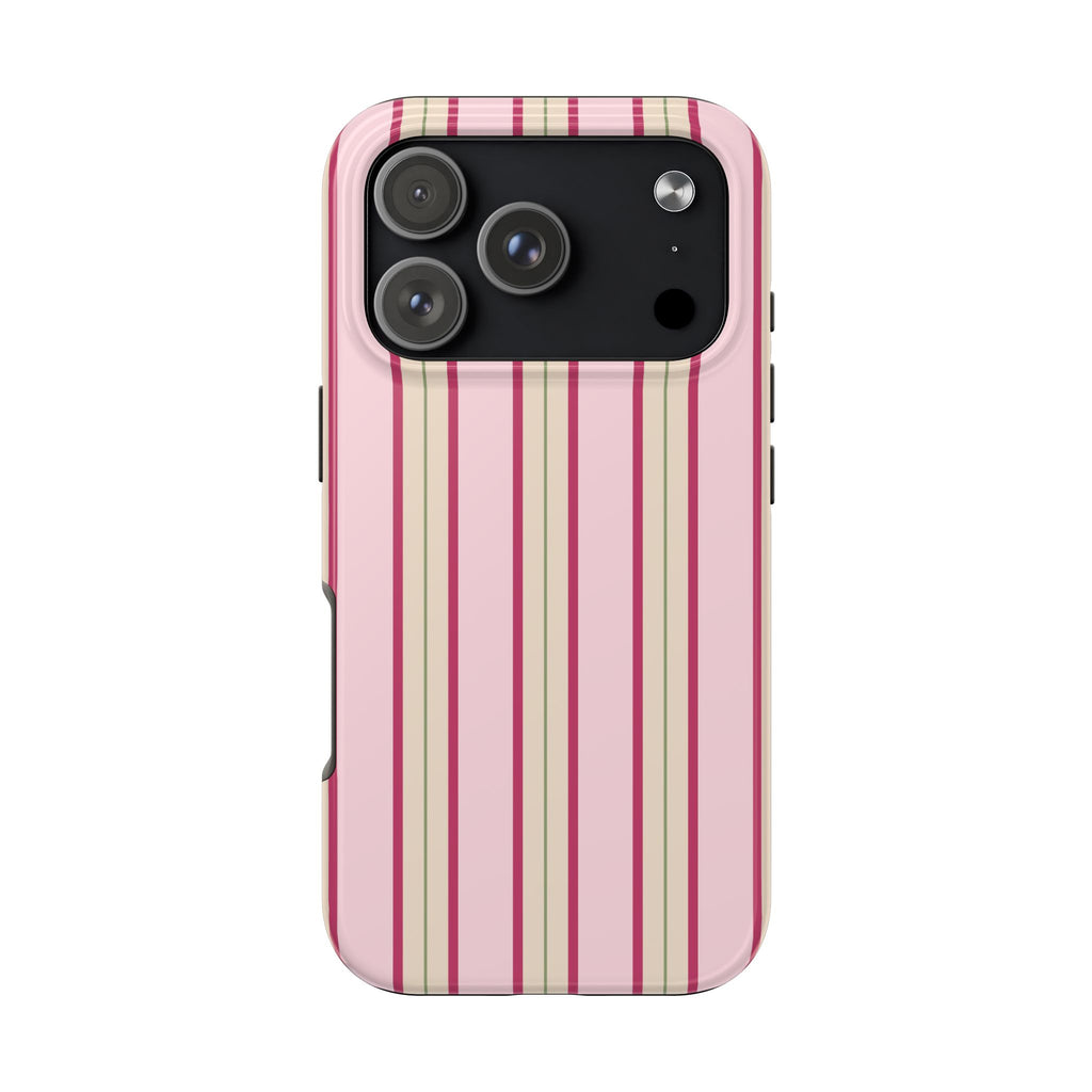 Blush Column | Pink & Burgundy Stripe Tough Phone Case