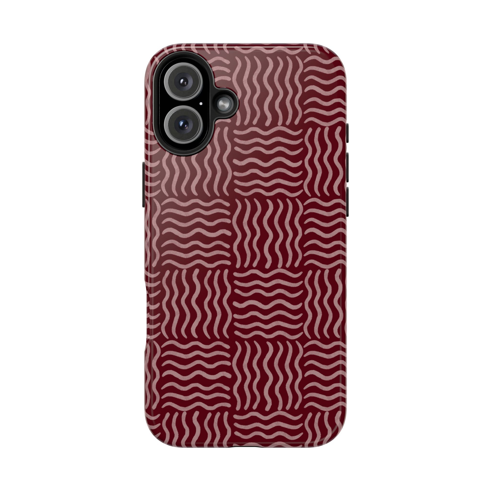 Rhythm & Form | Burgundy Wavy Grid Phone Case