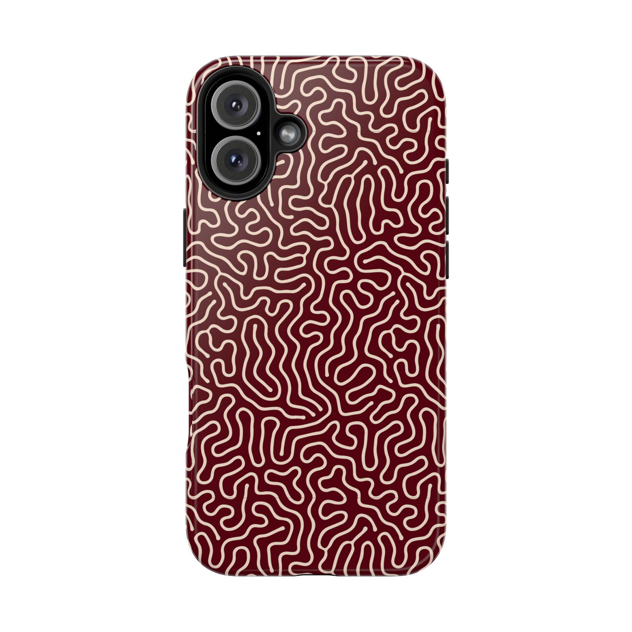 Crimson Reverie | Burgundy Abstract Line Phone Case
