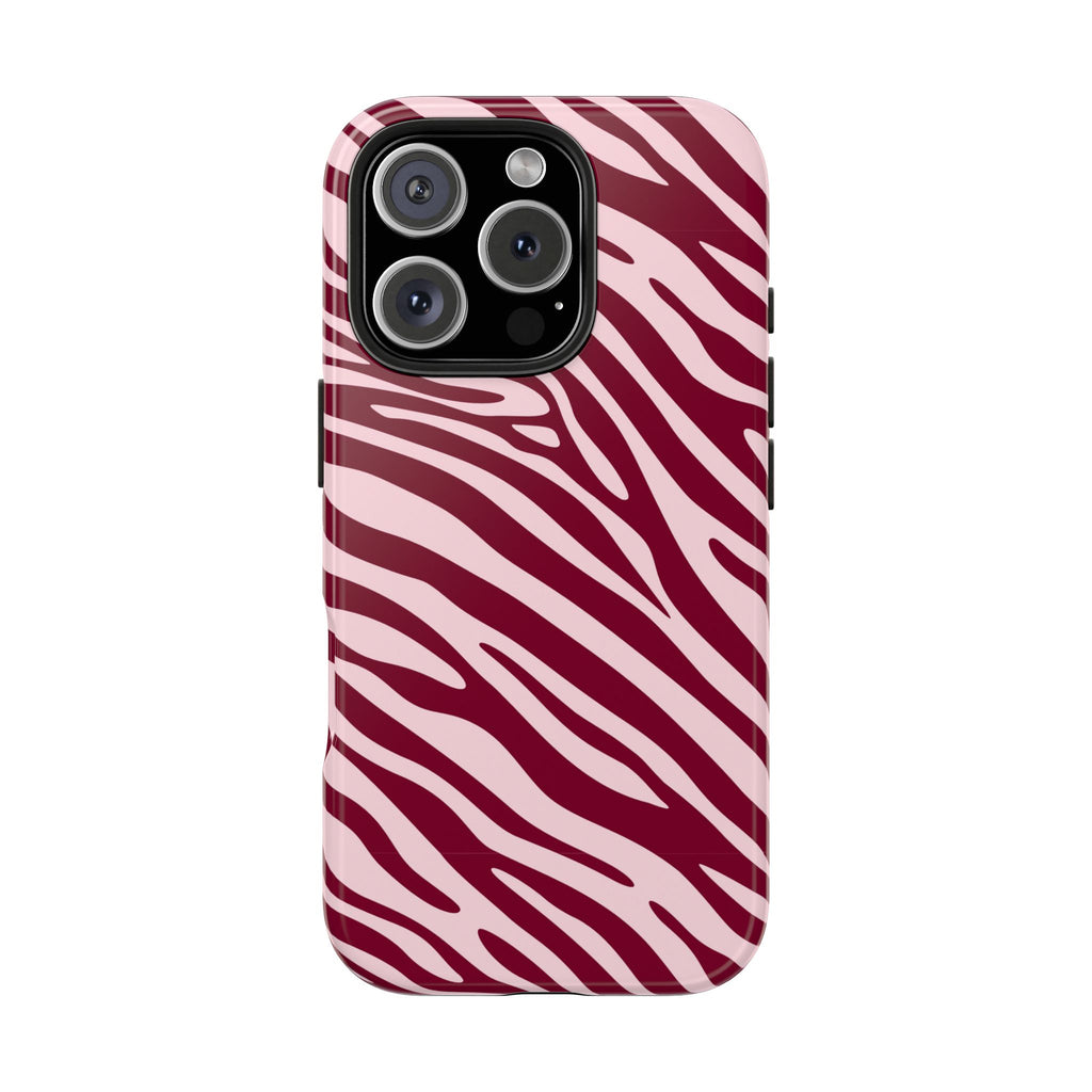 Velvet Zebra | Burgundy Zebra Print Tough Phone Case
