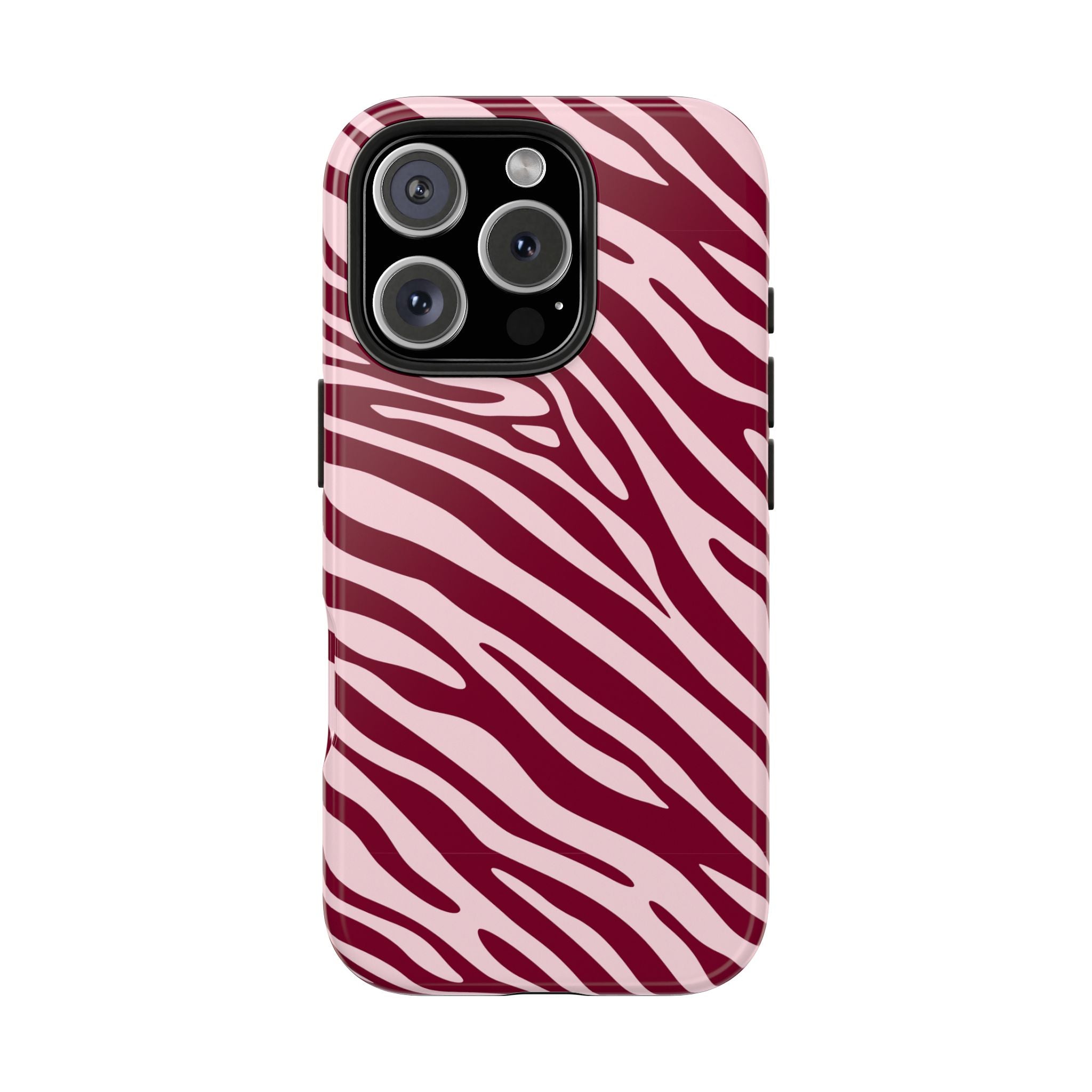 Velvet Zebra | Burgundy Zebra Print Tough Phone Case
