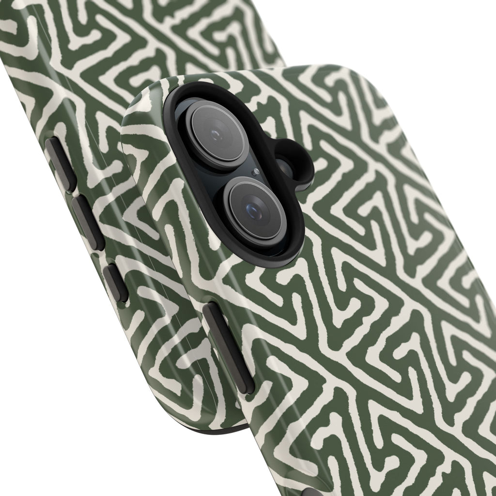 Olive Maze | Sage Geometric Line Phone Case