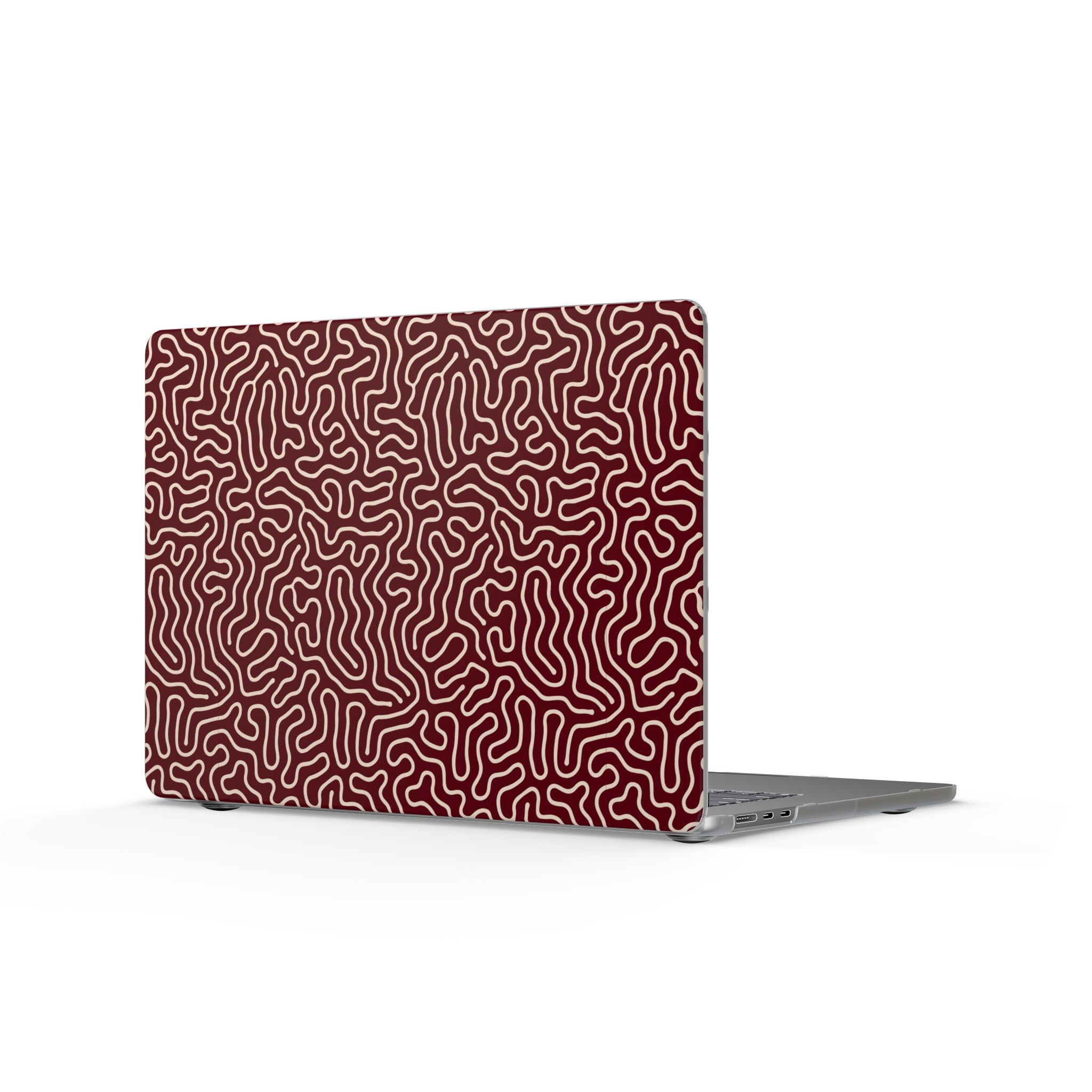 Crimson Reverie | Burgundy Abstract Line Laptop Sleeve