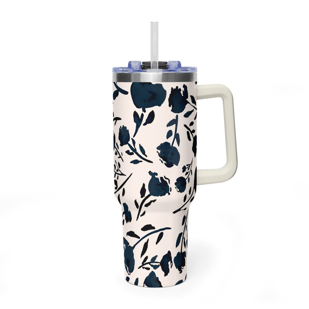 Midnight Meadow | Navy Floral Print Tumbler
