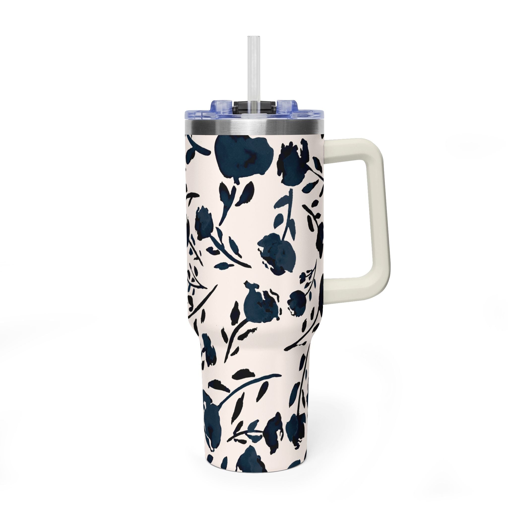 Midnight Meadow | Navy Floral Print Tumbler